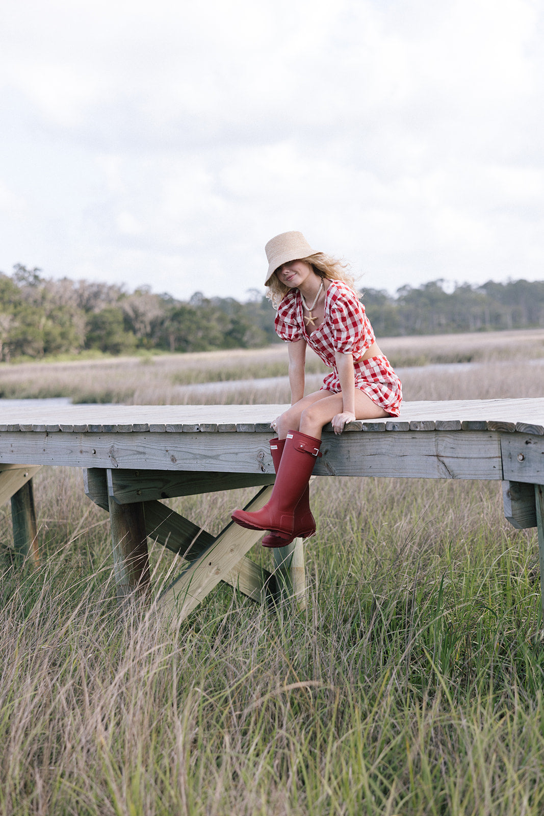 Tia Gingham Shorts - Red