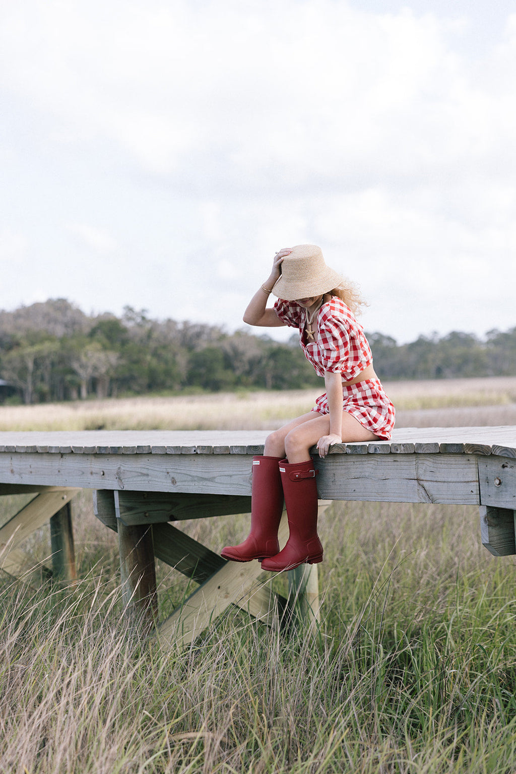 Tia Gingham Shorts - Red