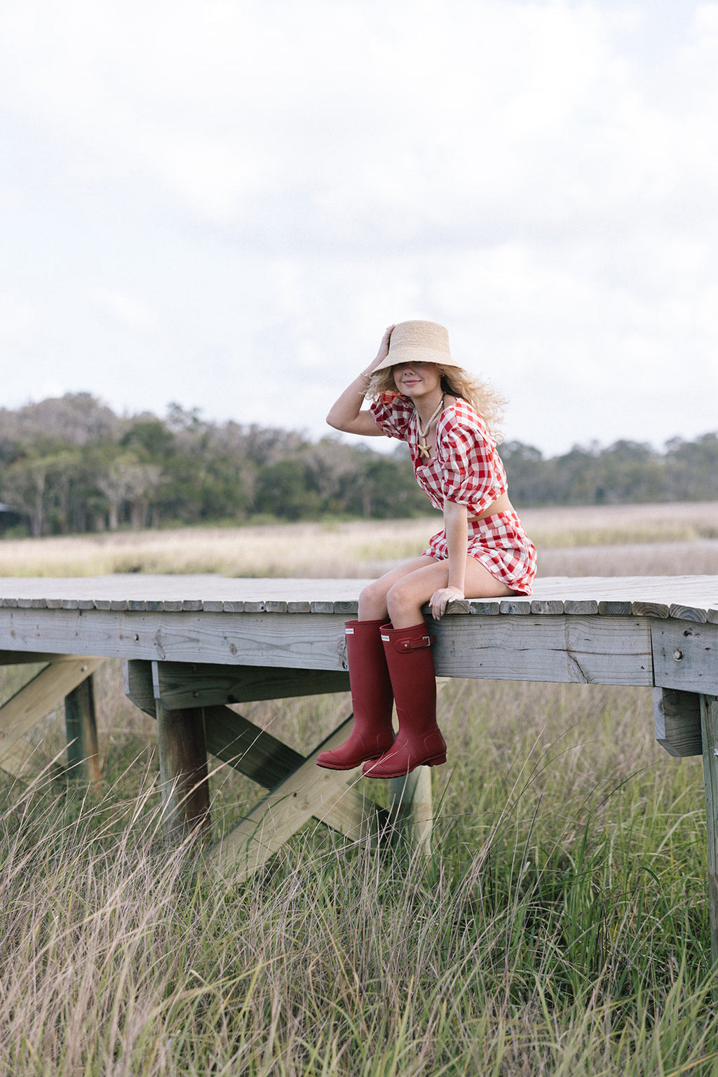 Tia Gingham Shorts - Red
