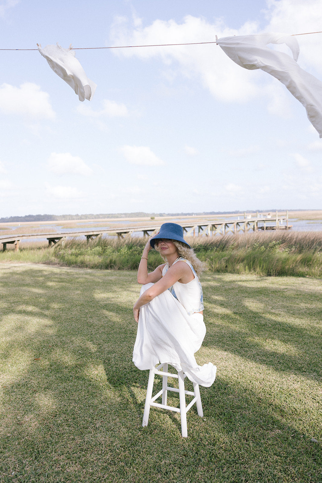 Lily Front Tie Vest - Off White/Blue Multi Floral