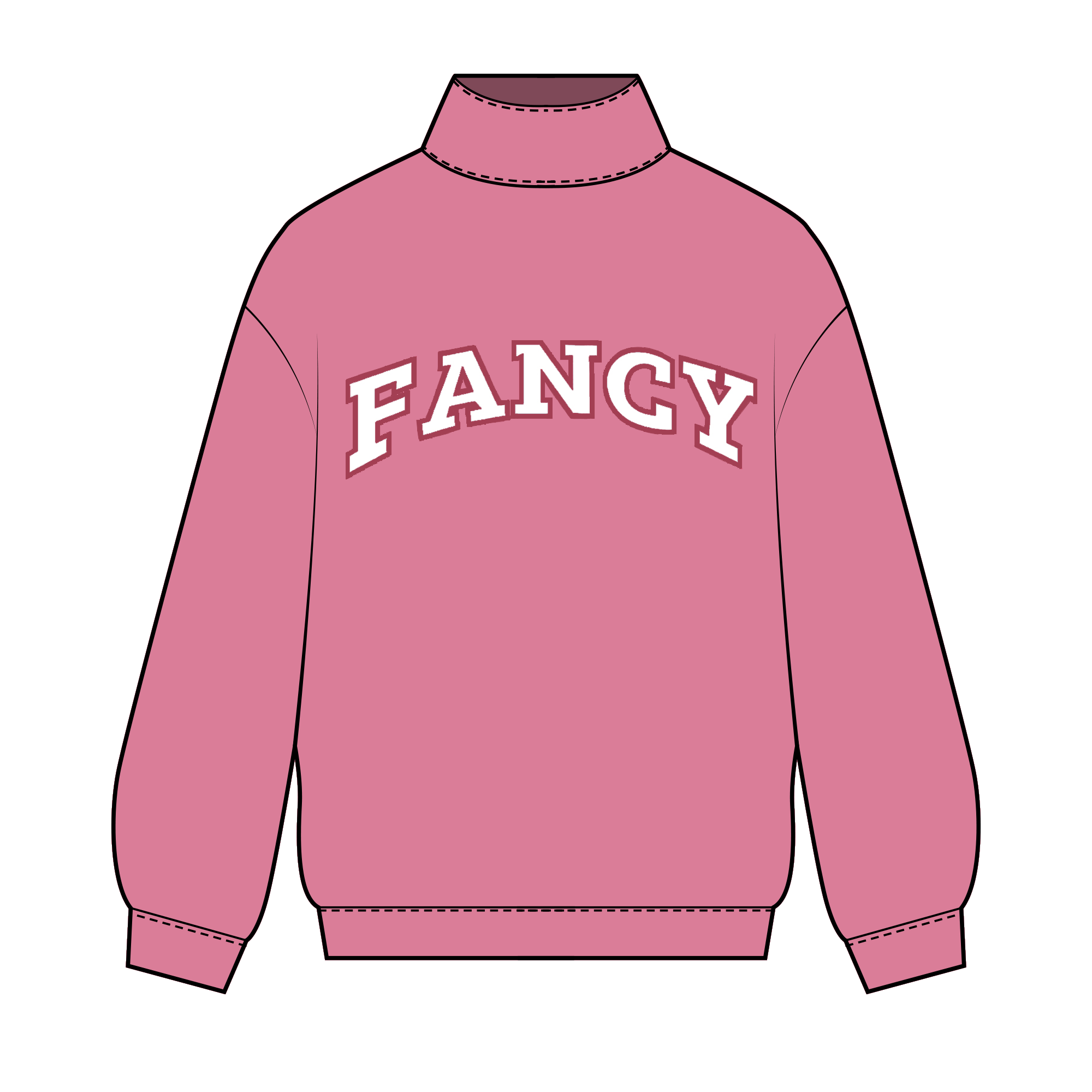 Fancy Oversized Fleece Mockneck - Hibiscus/White