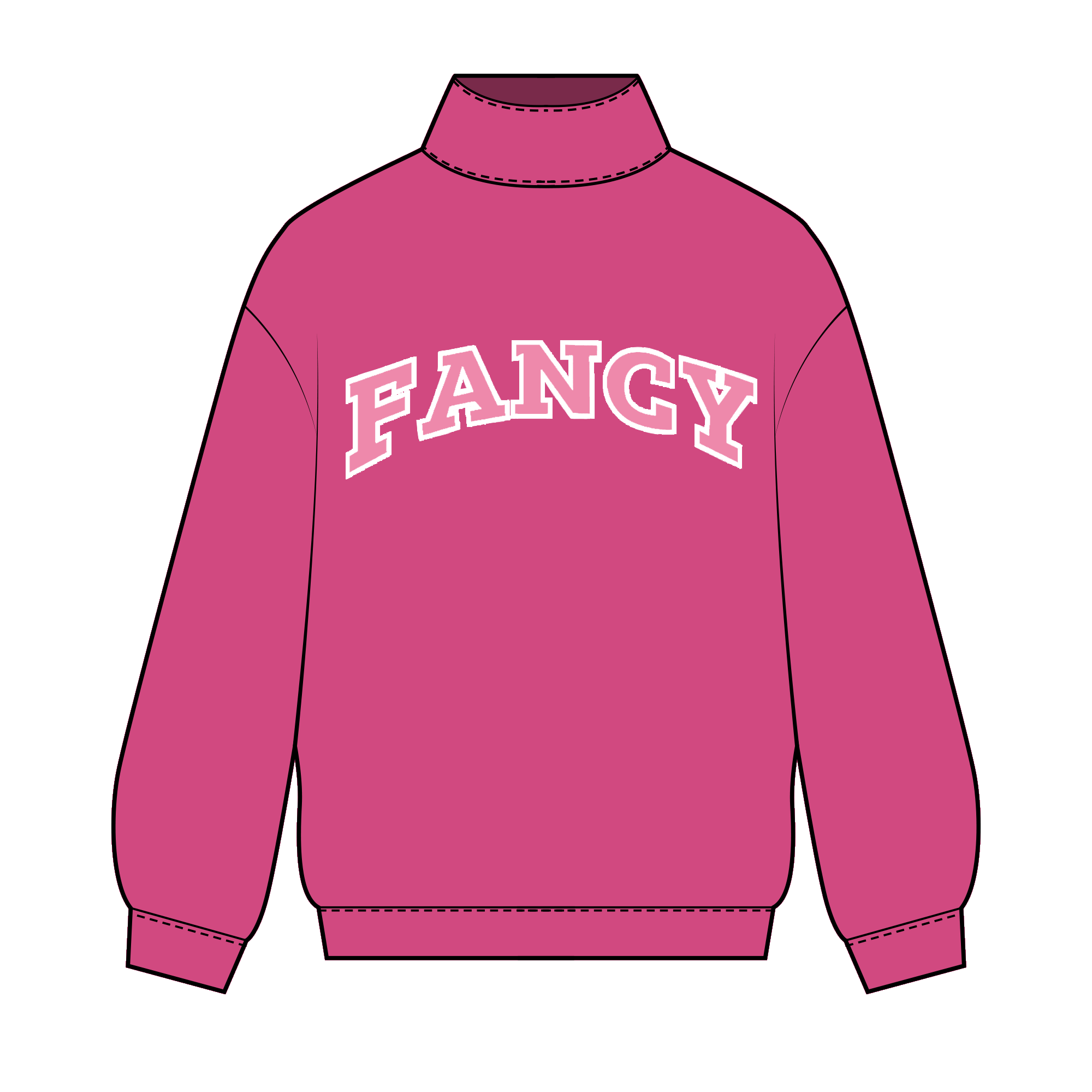 Fancy Oversized Fleece Mockneck - Paradise Pink/Hibiscus