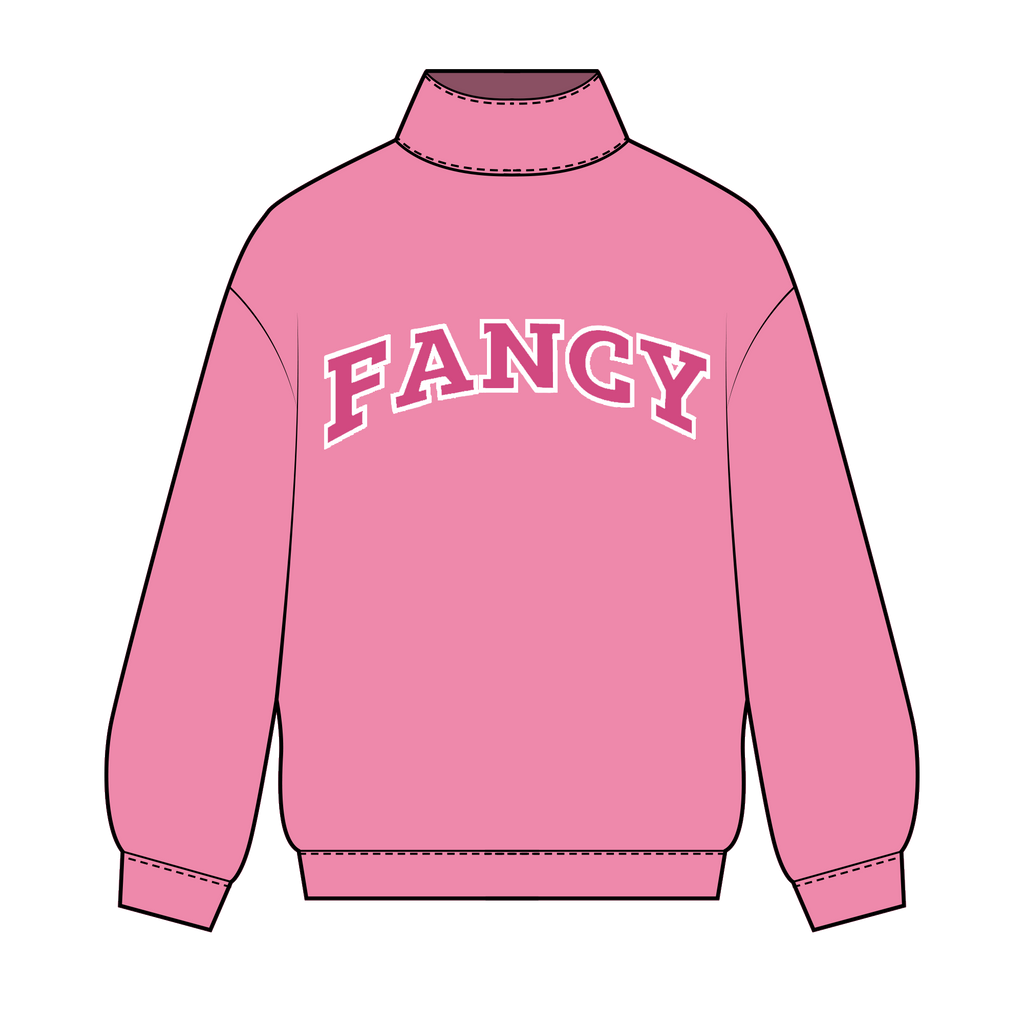 Fancy Oversized Fleece Mockneck - Hibiscus/Paradise Pink