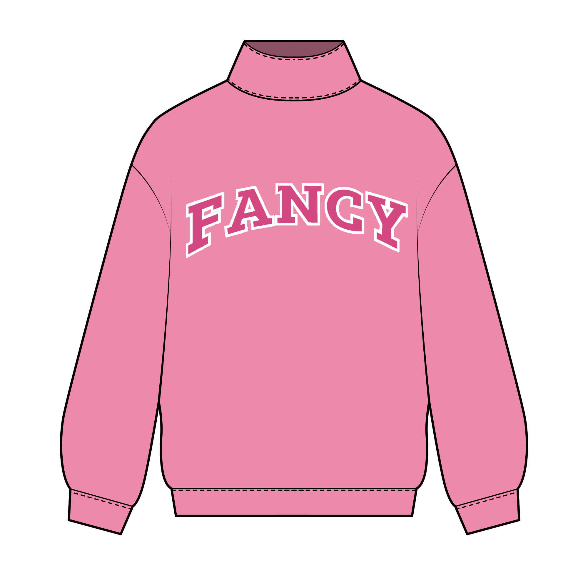 Fancy Oversized Fleece Mockneck - Hibiscus/Paradise Pink