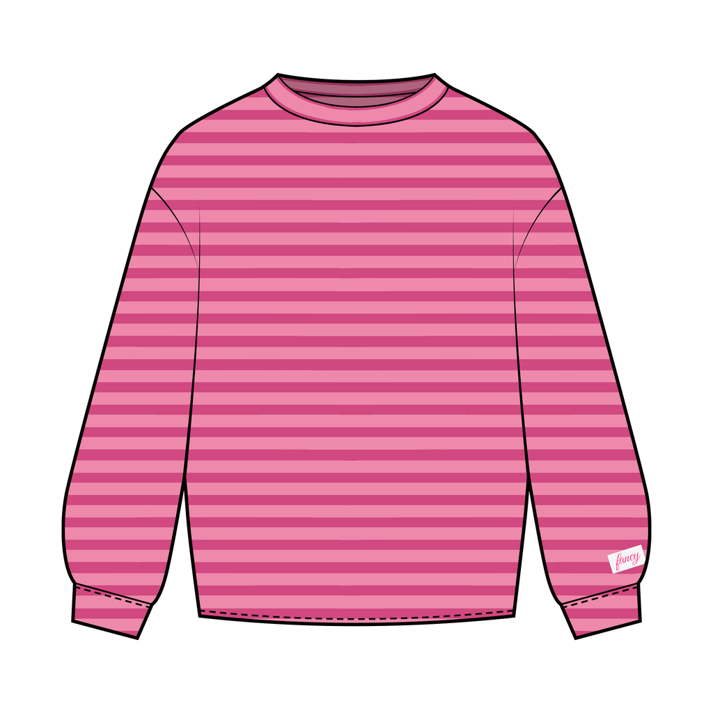 Fancy Striped Long Sleeve Top - Hibiscus/Paradise Pink