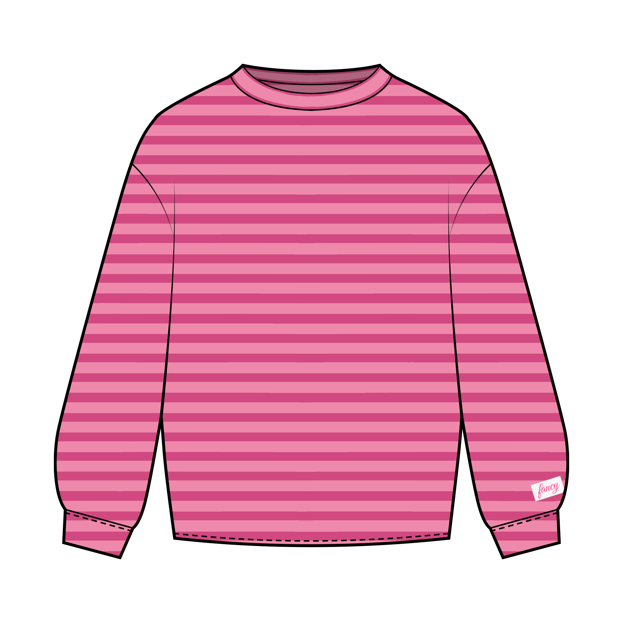Fancy Striped Long Sleeve Top - Hibiscus/Paradise Pink