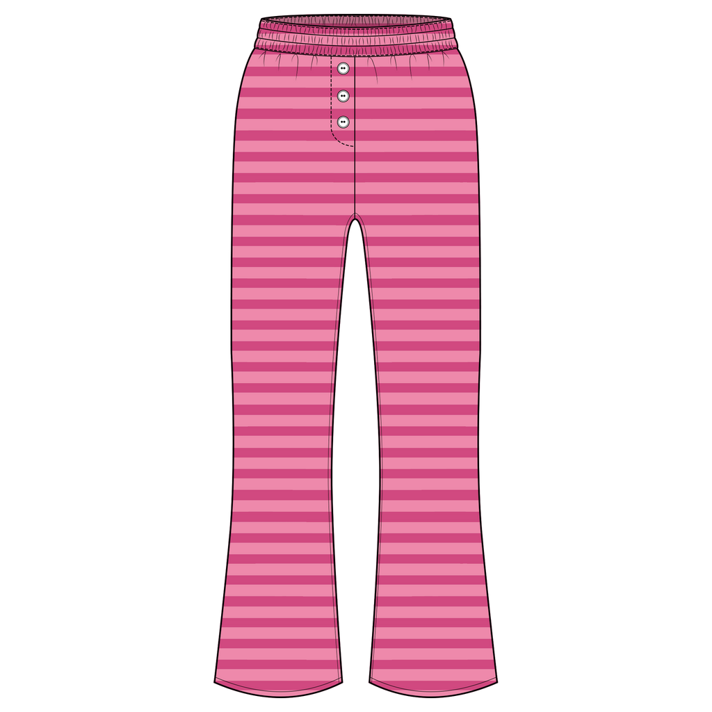 Fancy Striped Button Pants - Hibiscus/Paradise Pink