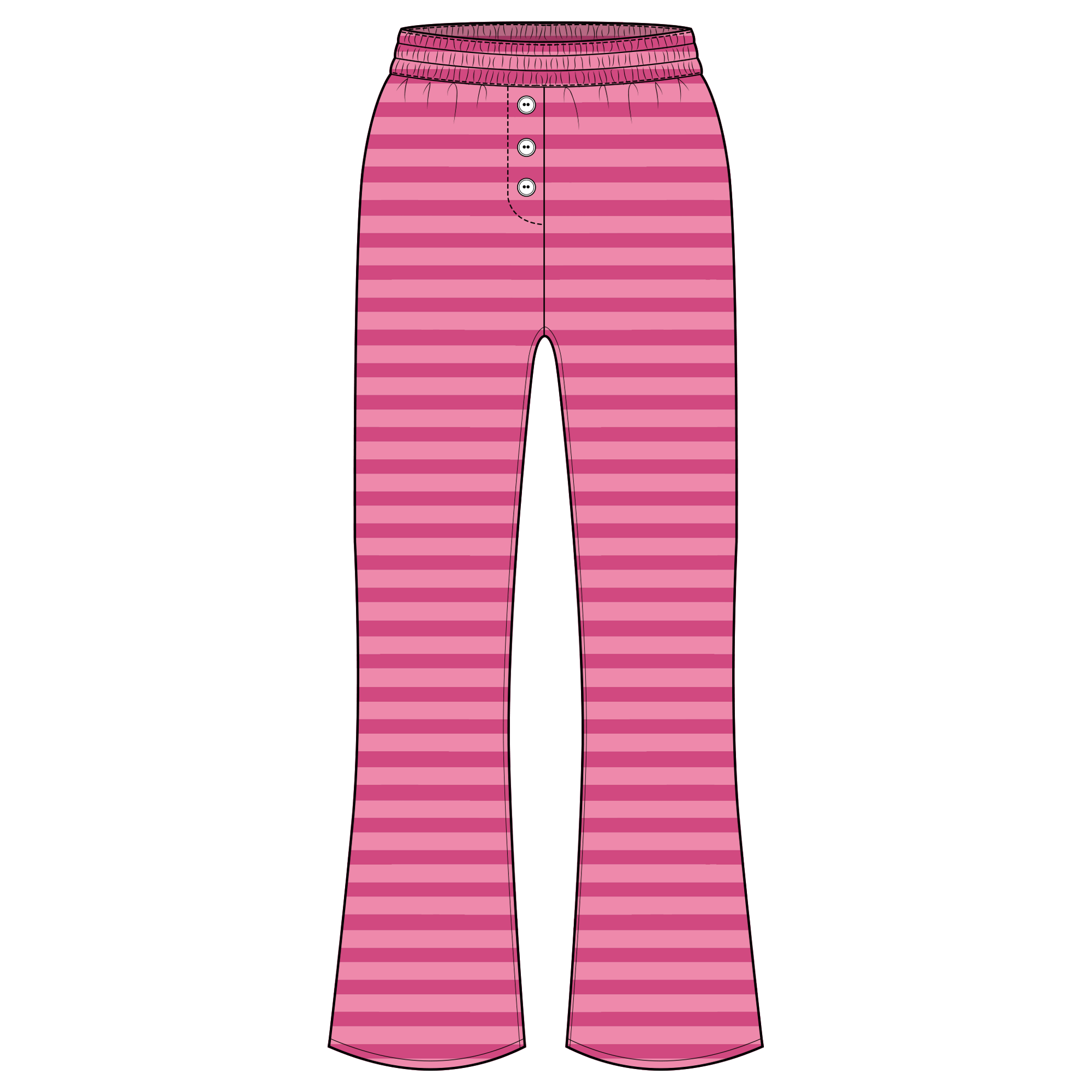 Fancy Striped Button Pants - Hibiscus/Paradise Pink
