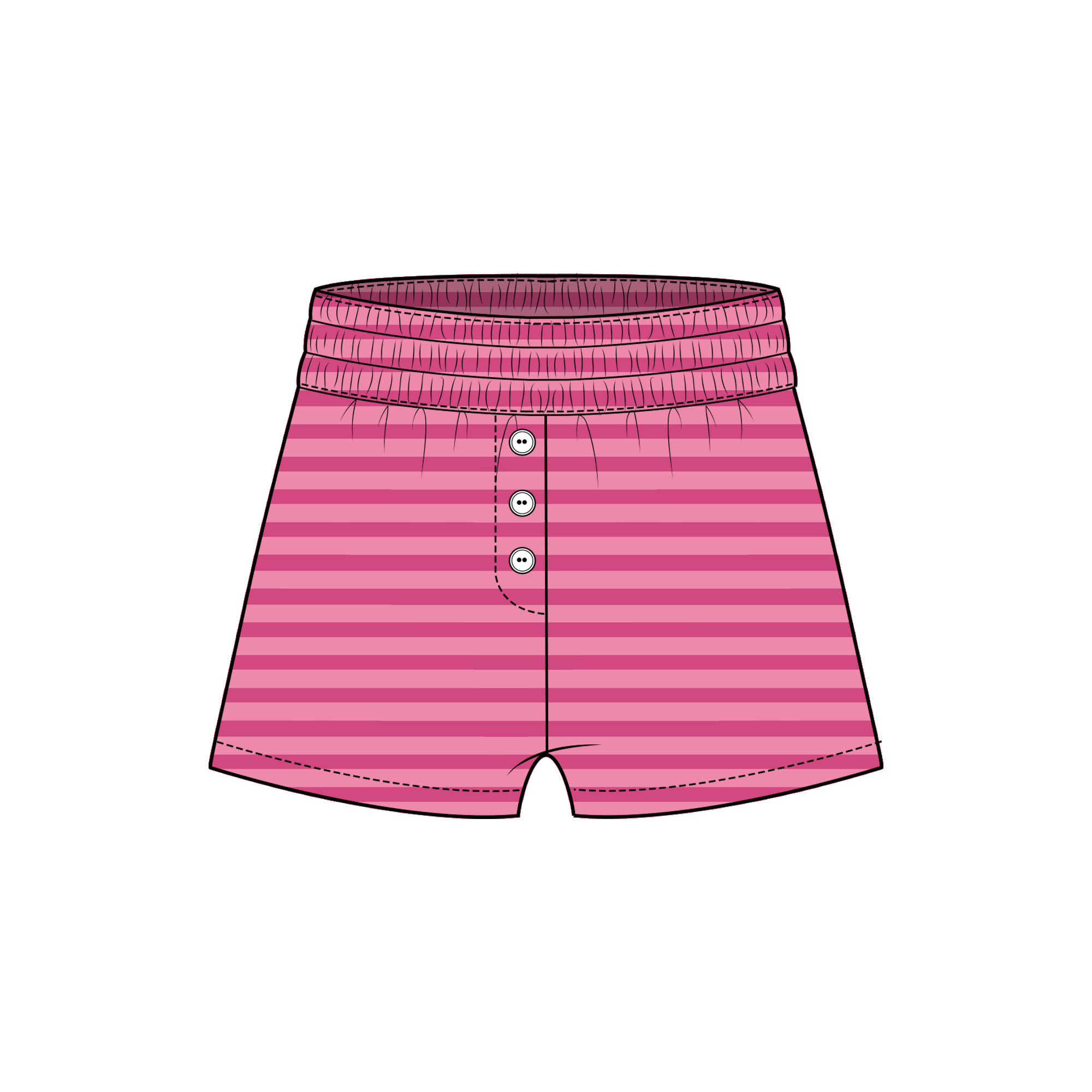 Fancy Striped Button Shorts - Hibiscus/Paradise Pinks