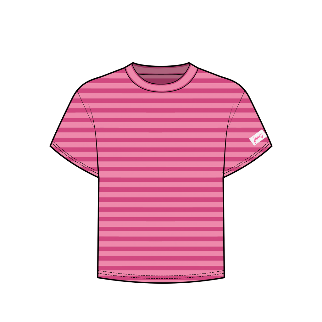 Fancy Striped Short Sleeve Top - Hibiscus/Paradise Pink