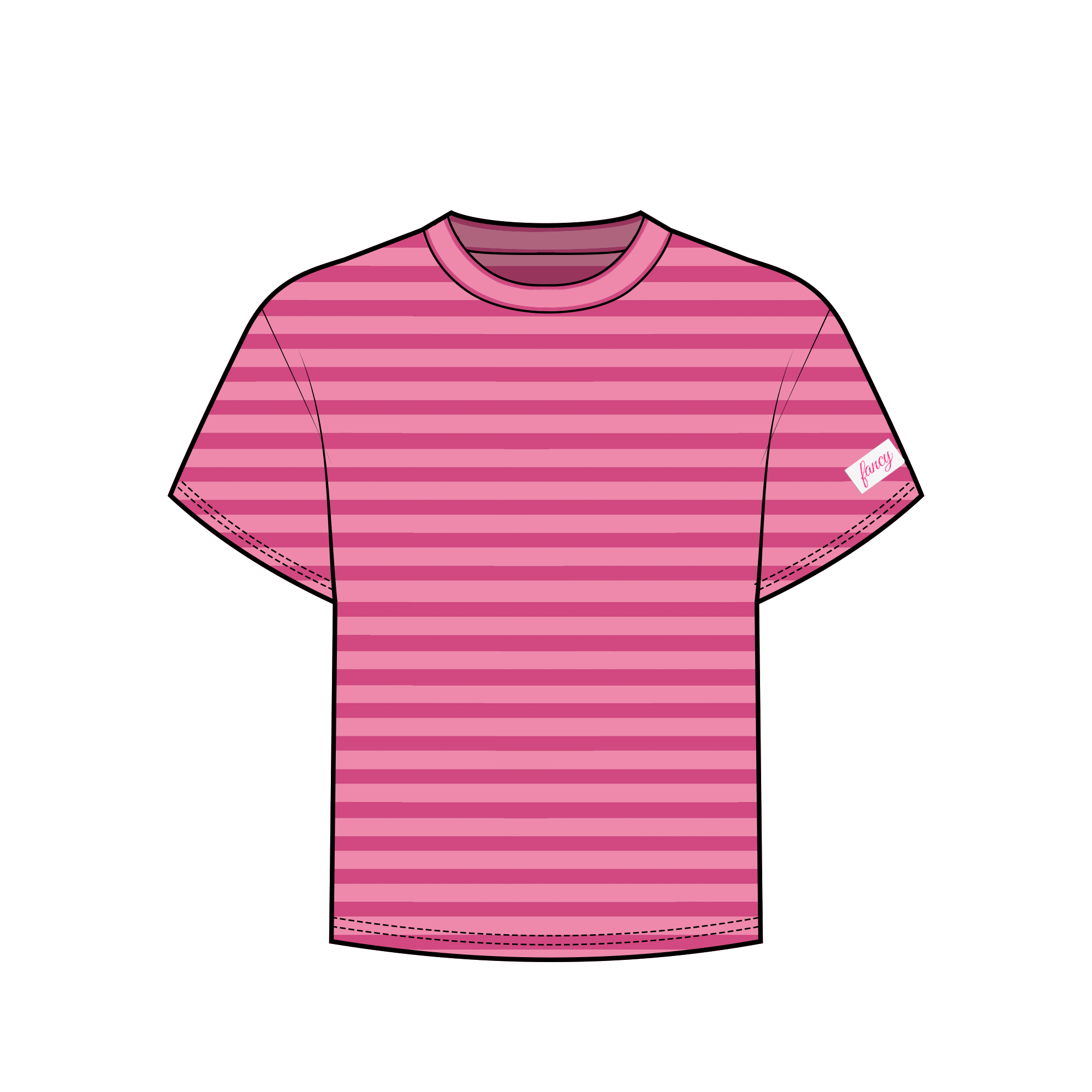 Fancy Striped Short Sleeve Top - Hibiscus/Paradise Pink