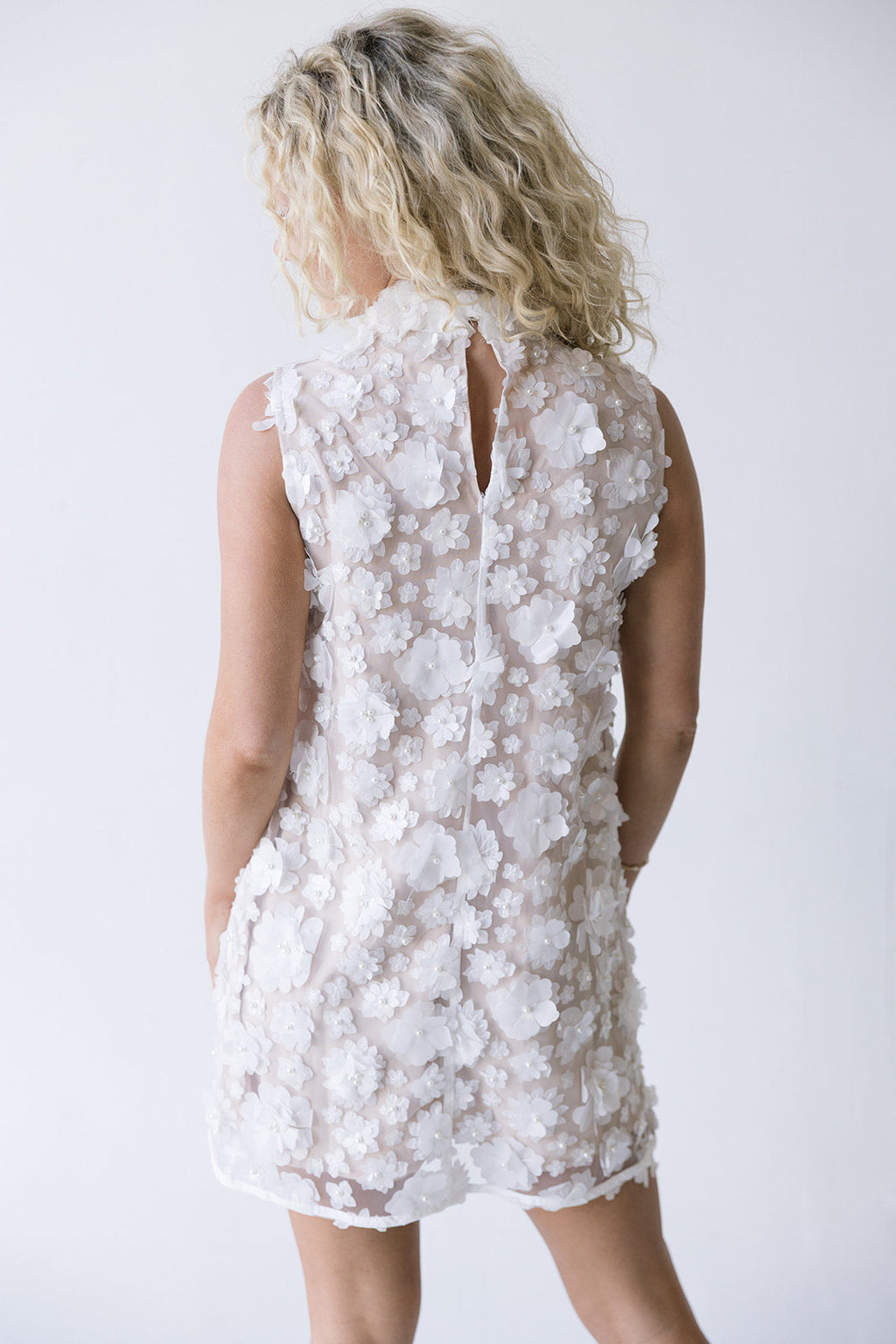 Sasha High Neck Dress - White