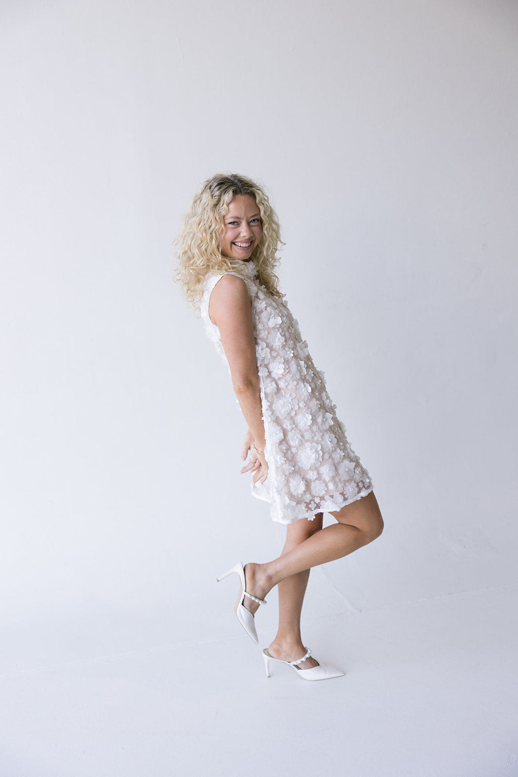 Sasha High Neck Dress - White