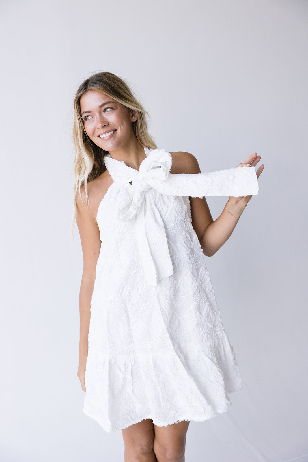 Dixie Halter Neck Mini Dress - Off White