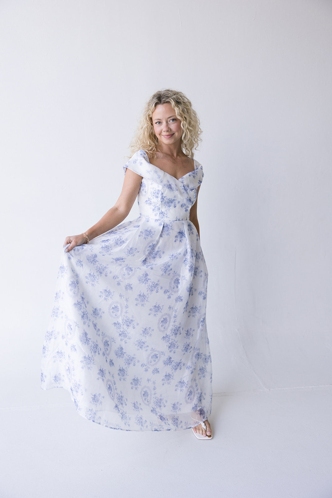 Grace Off Shoulder Floral Maxi Dress - Blue