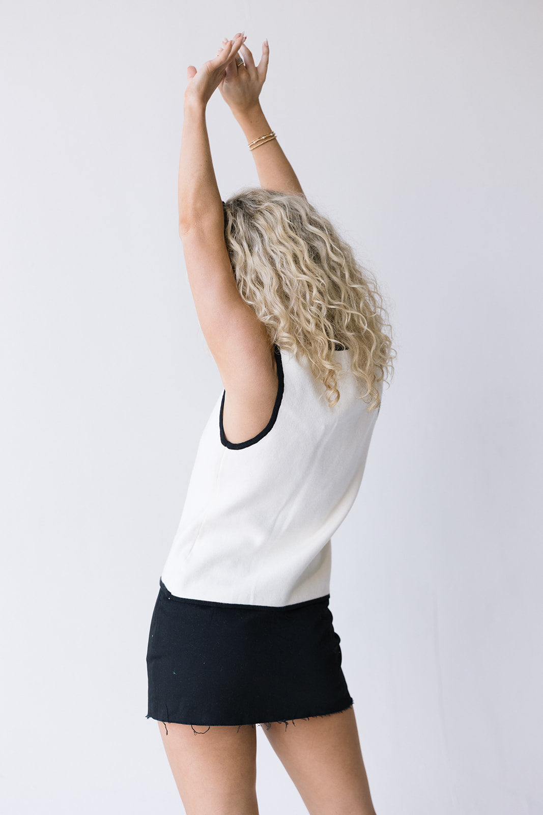 Hallie Knit Button Vest - White/Black