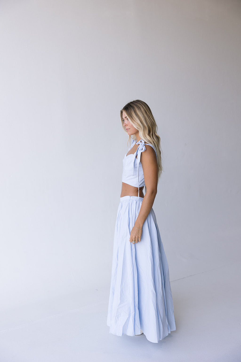 Maris Top and Midi Skirt Set - Lt Blue
