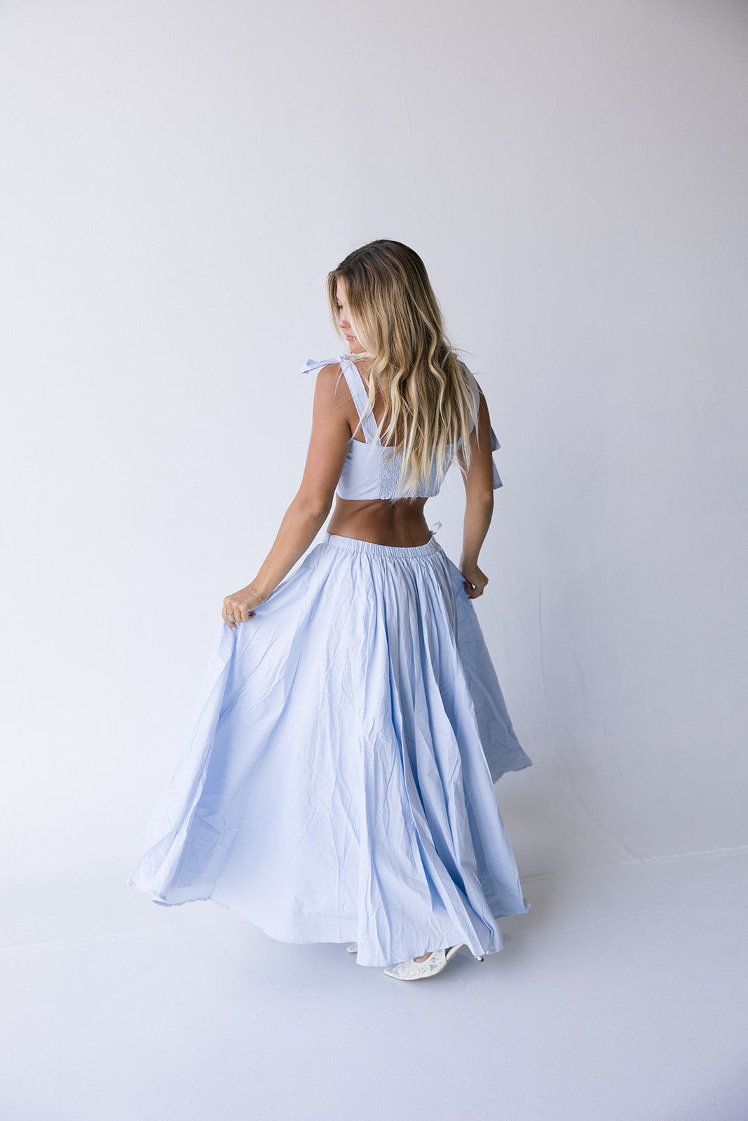 Maris Top and Midi Skirt Set - Lt Blue