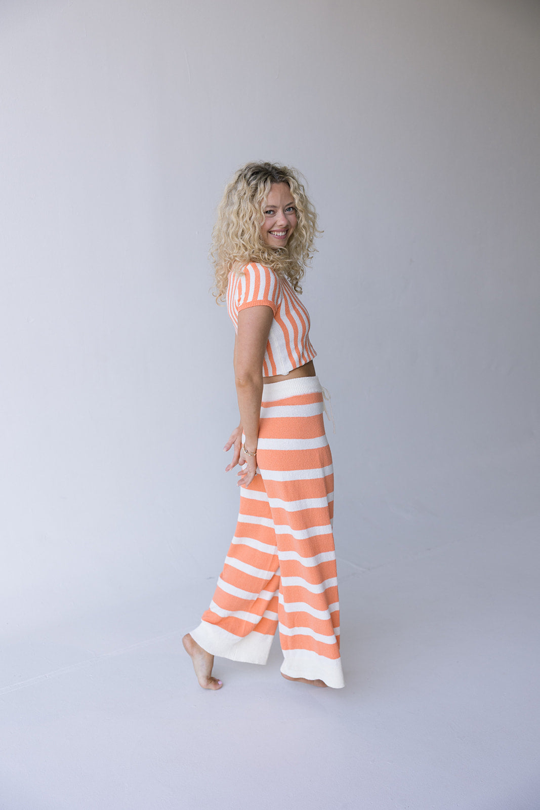 Kai Striped Set - Ivory/Orange