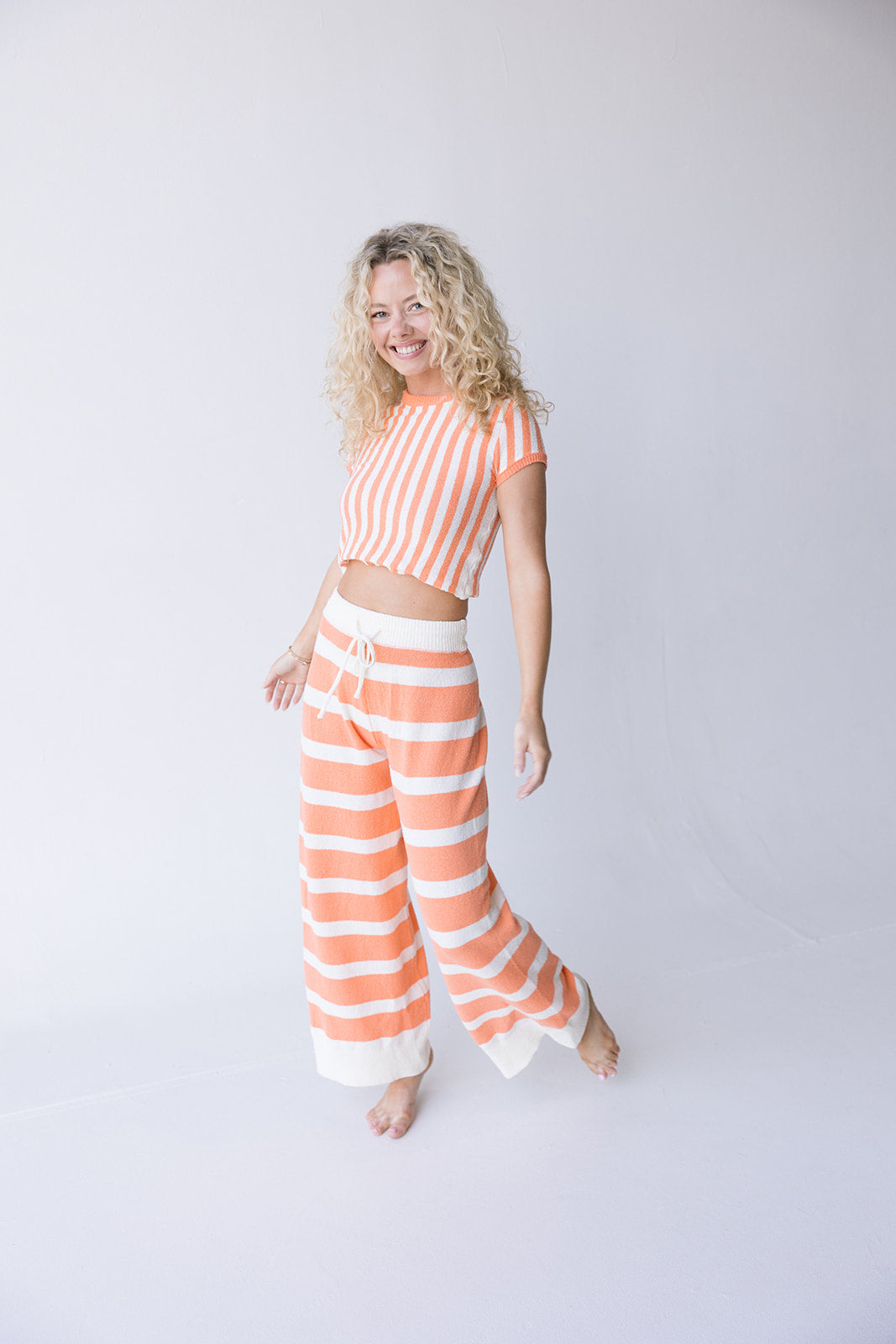 Kai Striped Set - Ivory/Orange