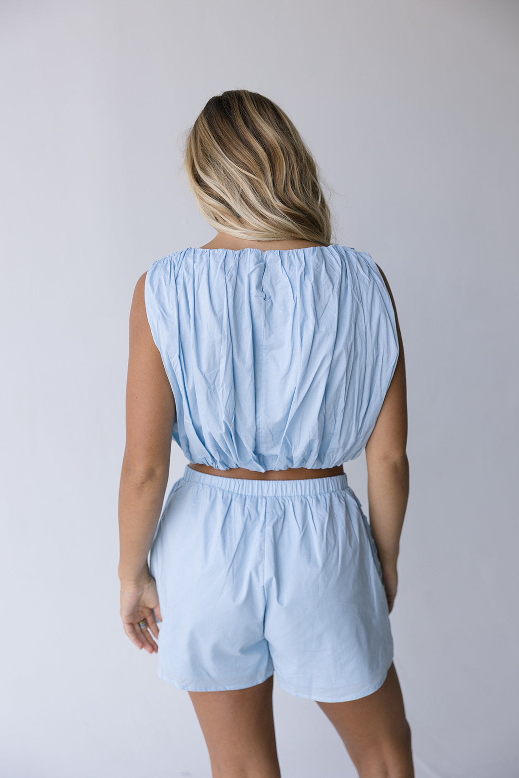 Natalie Eyelet Shorts - Lt Blue