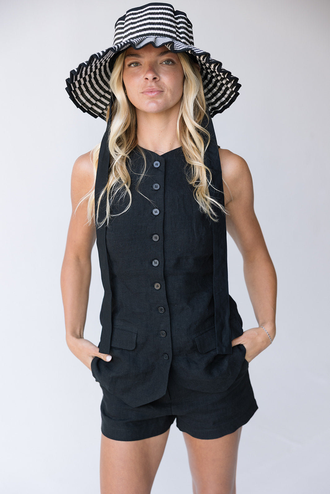 Sandi Linen Top - Black