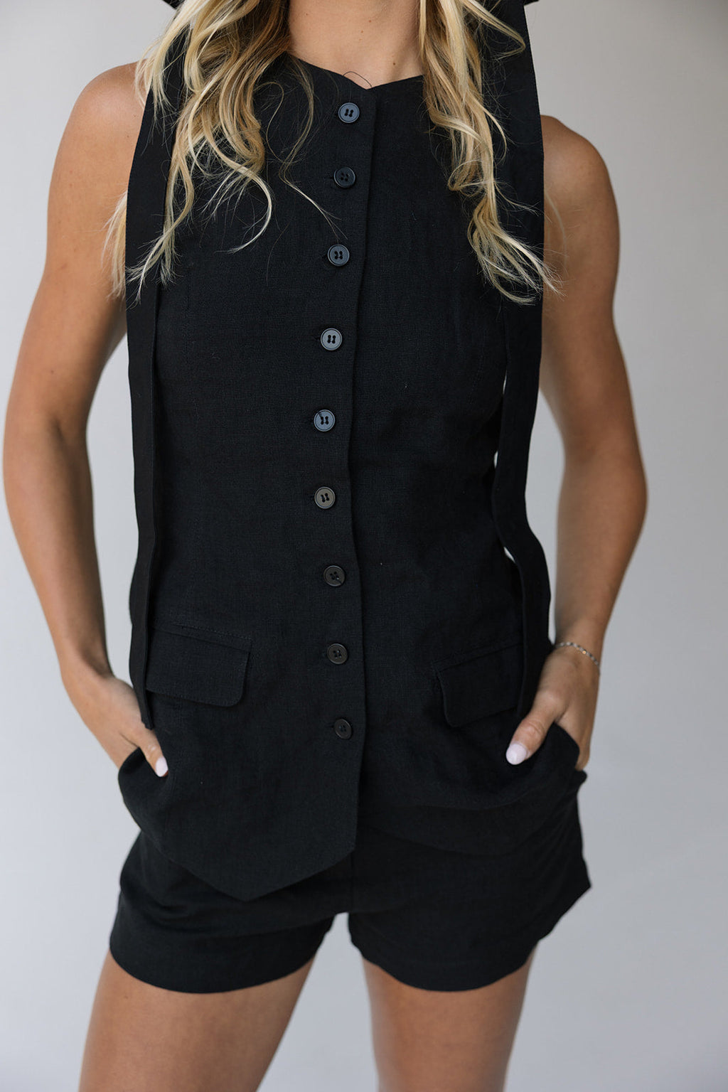 Sandi Linen Top - Black