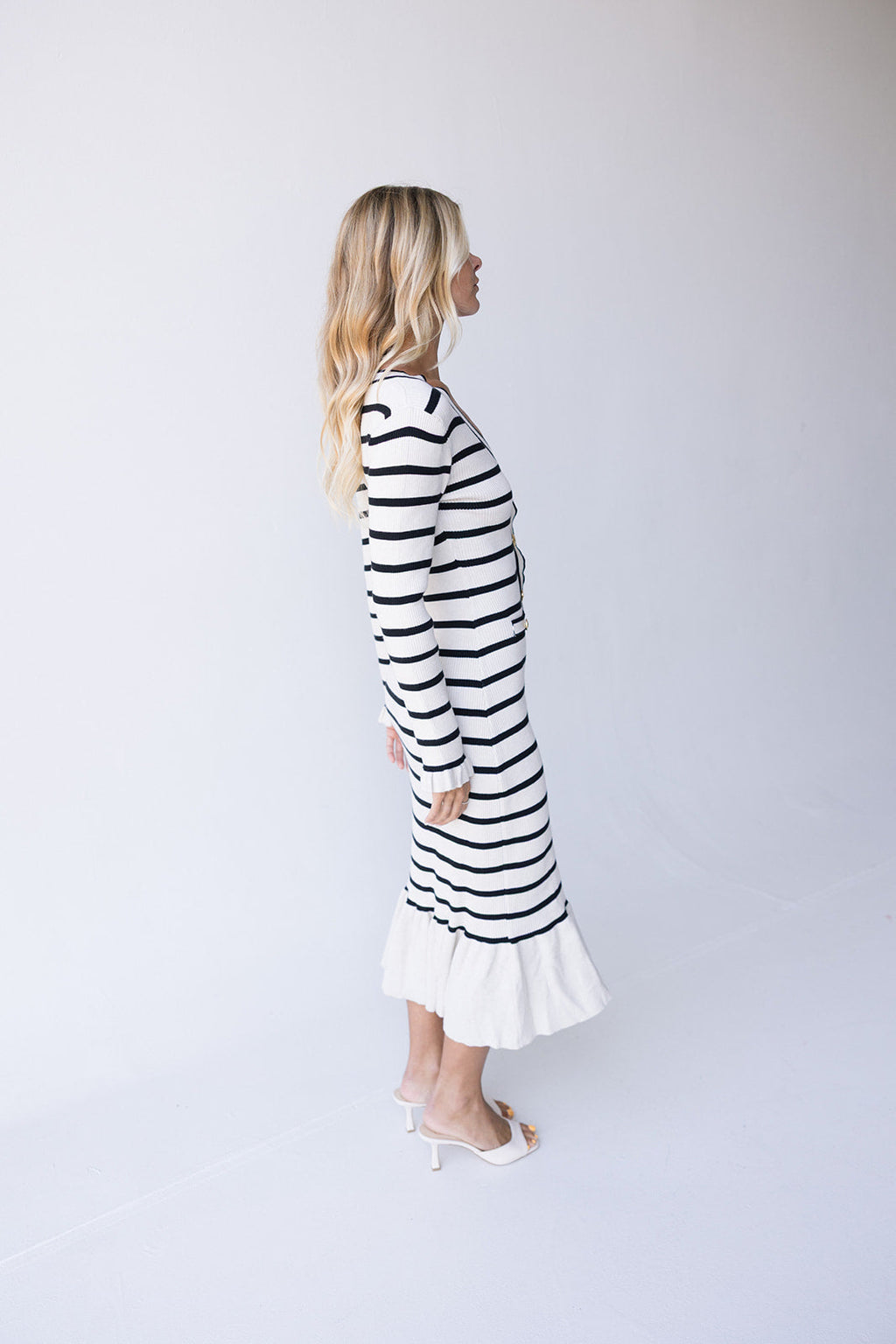 Gia Striped Knit Midi Dress - Sand/Back