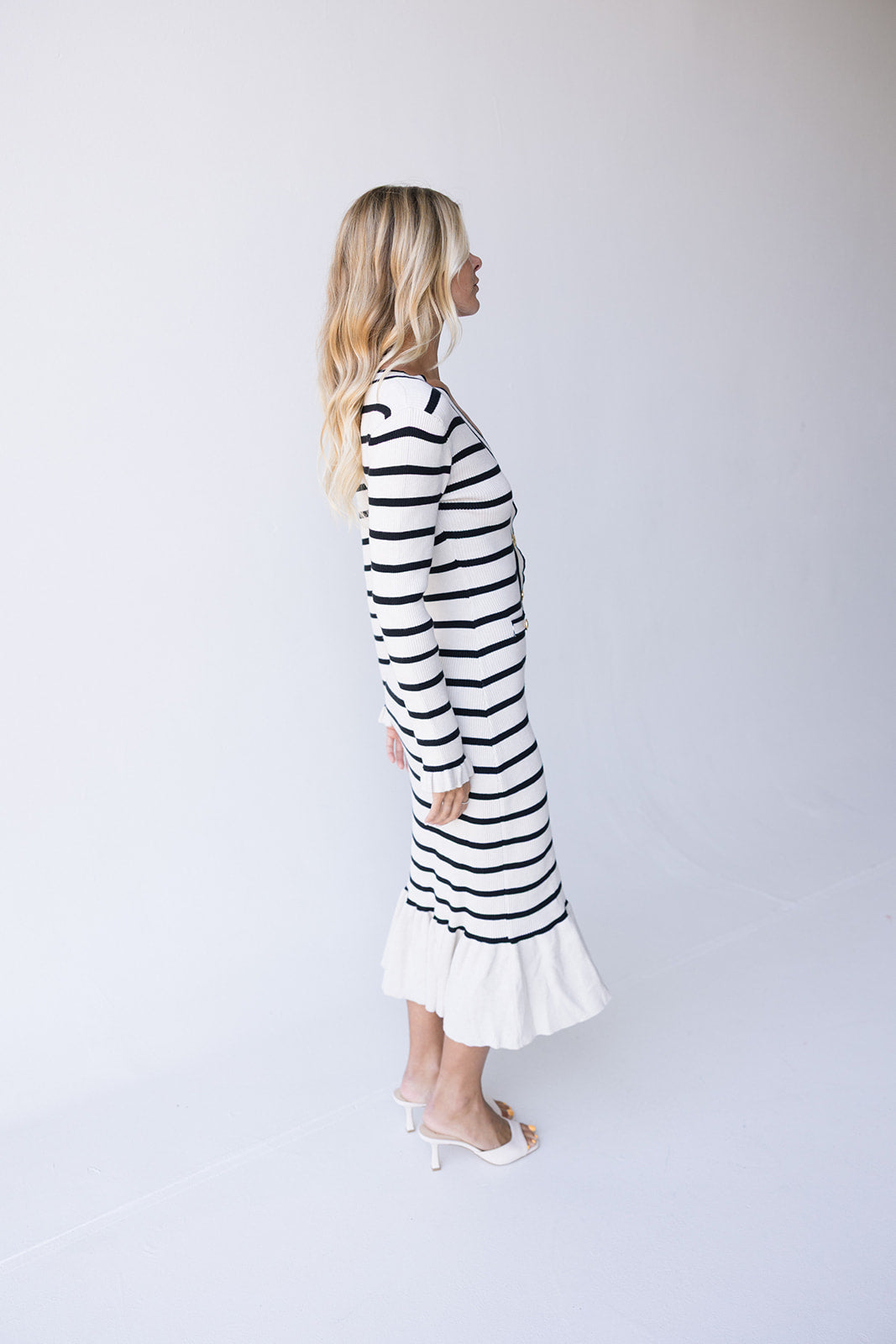 Gia Striped Knit Midi Dress - Sand/Back