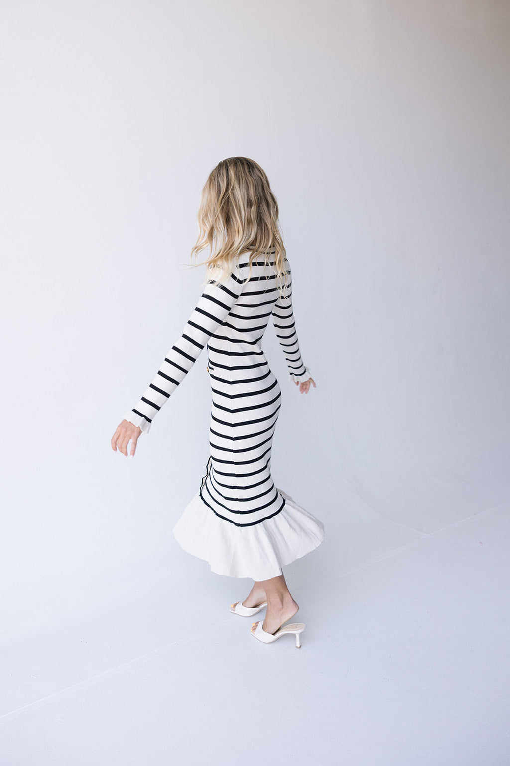 Gia Striped Knit Midi Dress - Sand/Back