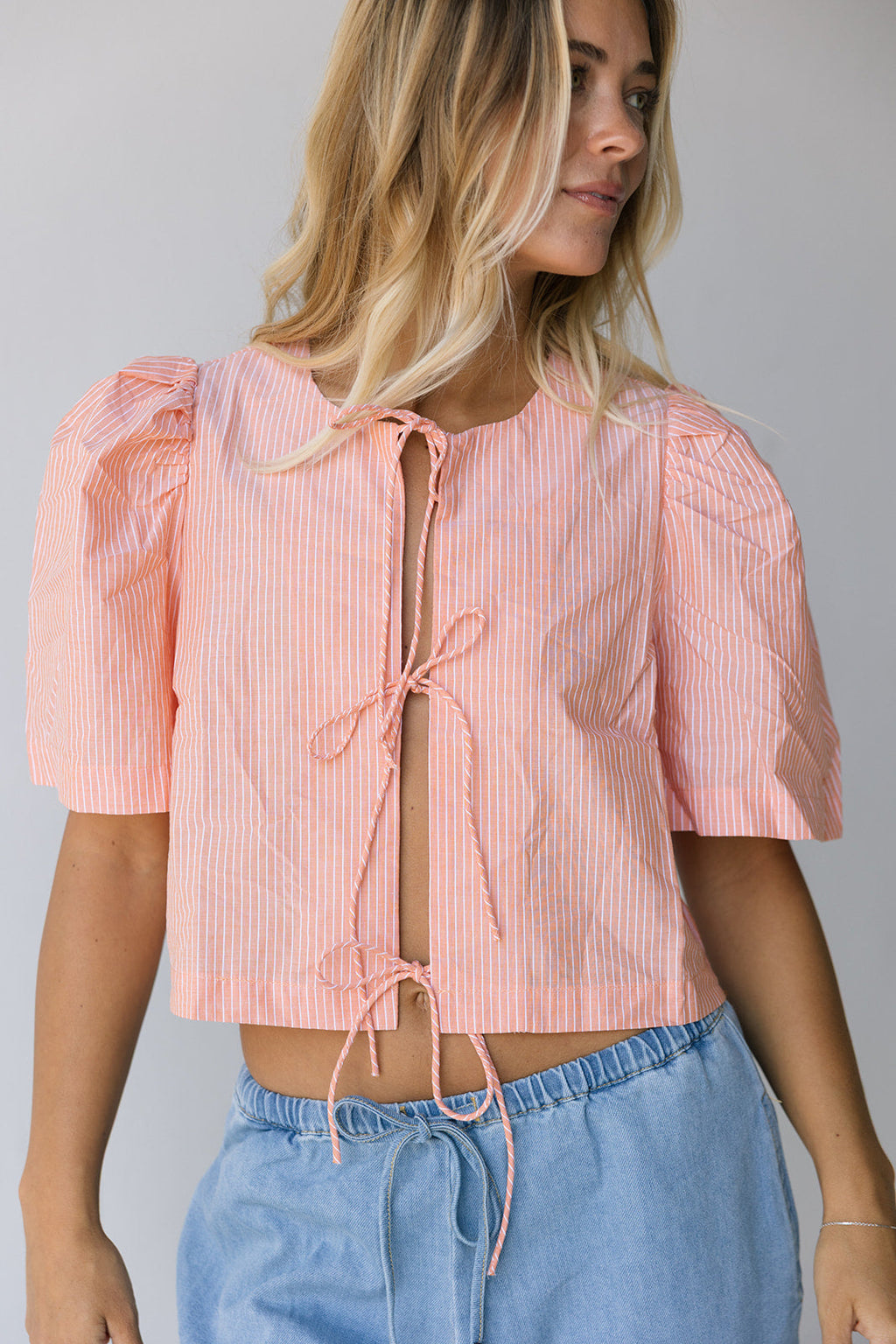 Lori Puff Sleeve Top - Orange