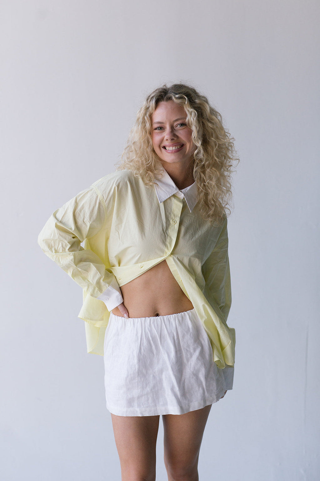 Darby Contrast Button Up Shirt-Yellow