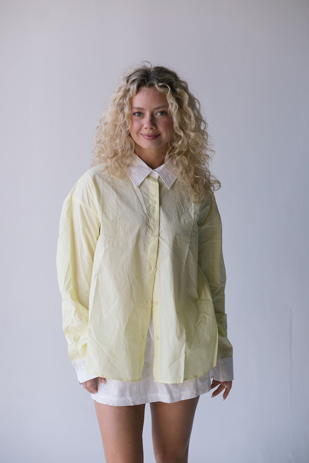 Darby Contrast Button Up Shirt-Yellow