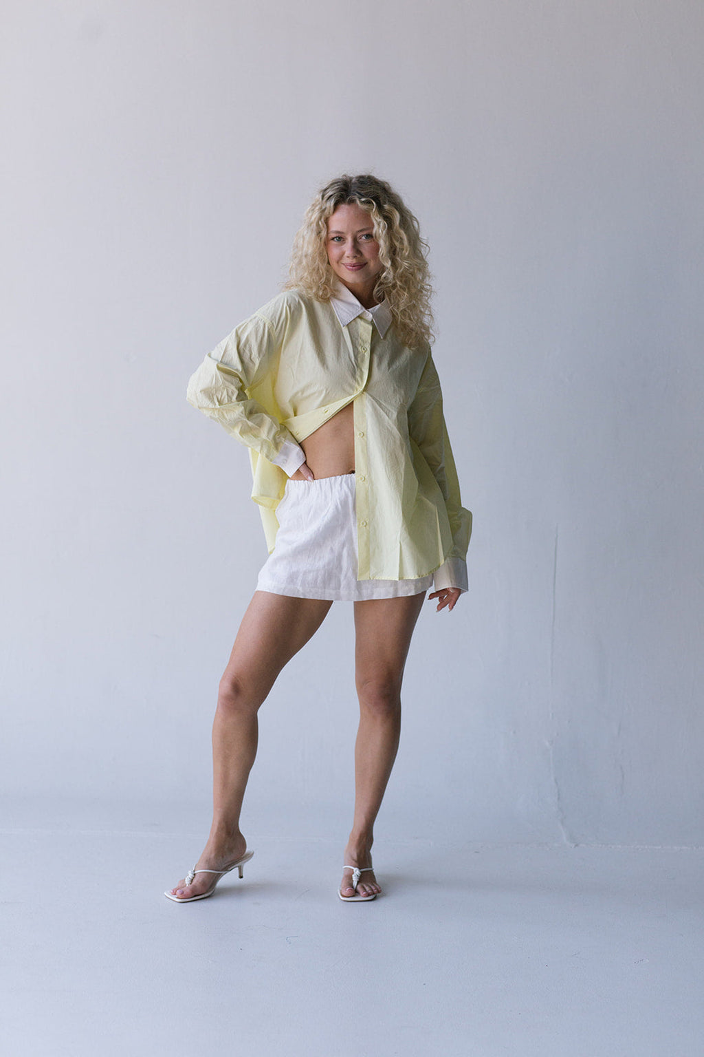 Darby Contrast Button Up Shirt-Yellow