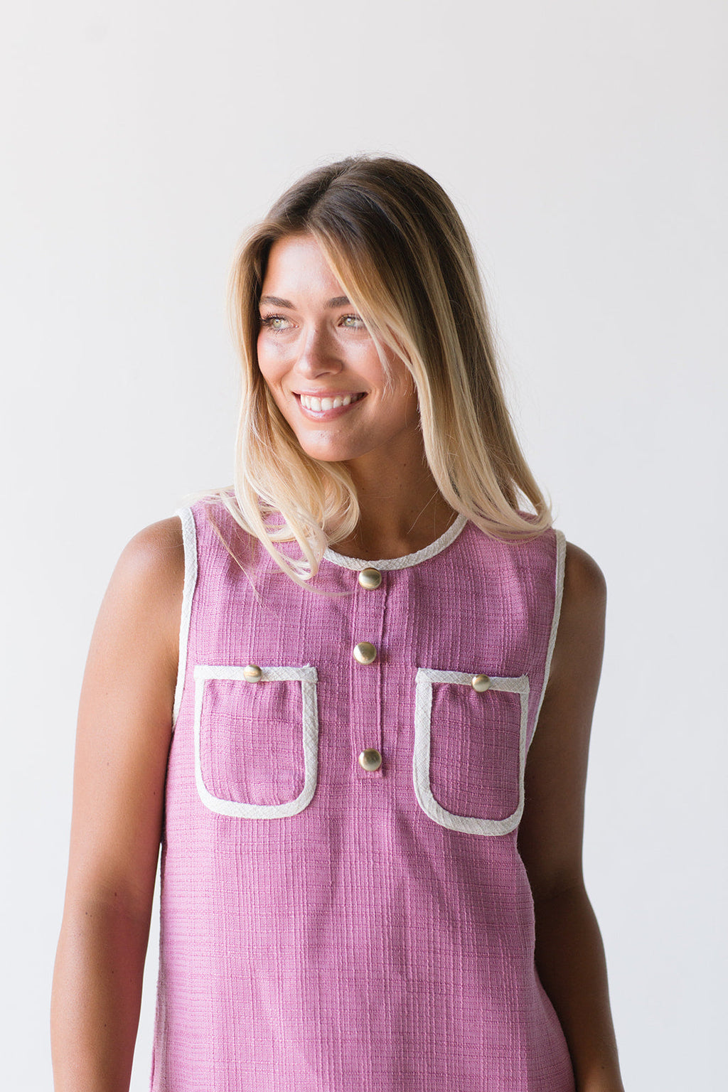 Kate Tweed Mini Dress -Pink