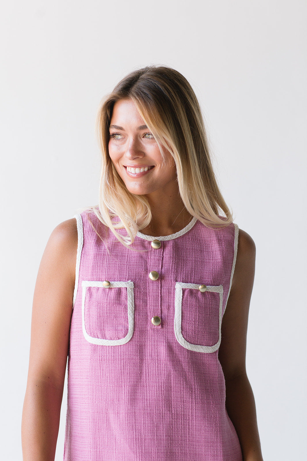 Kate Tweed Mini Dress -Pink