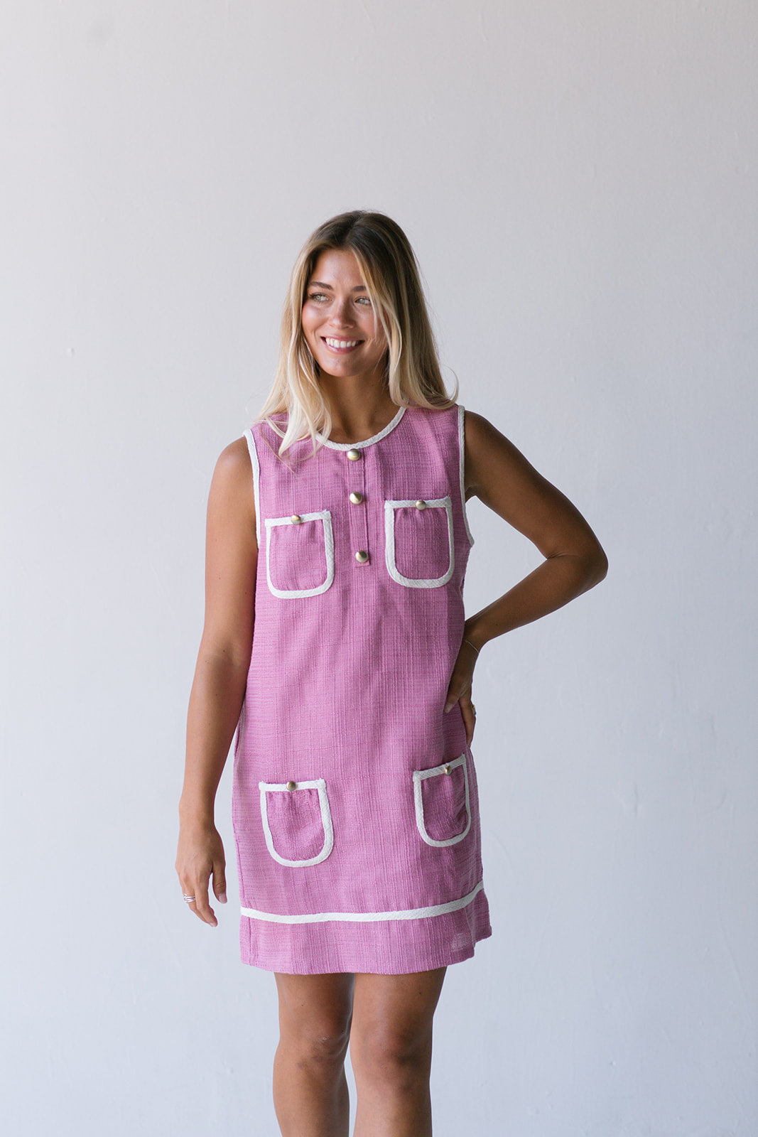 Kate Tweed Mini Dress -Pink