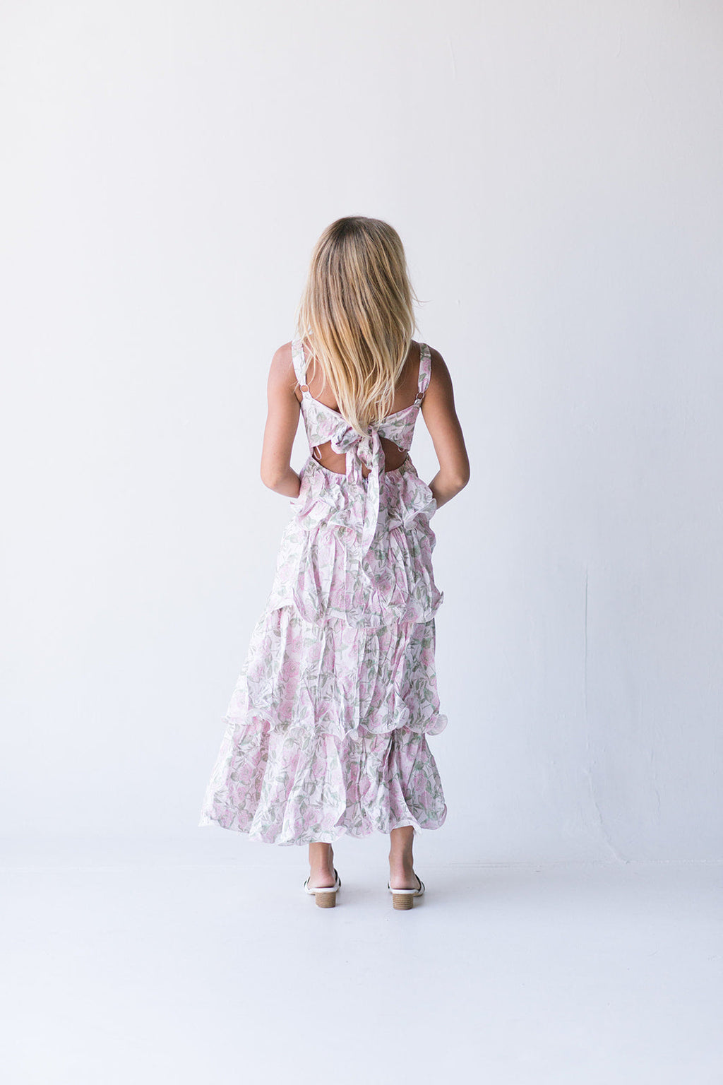 Belle Ruffle Tiered Maxi Dress - Pink