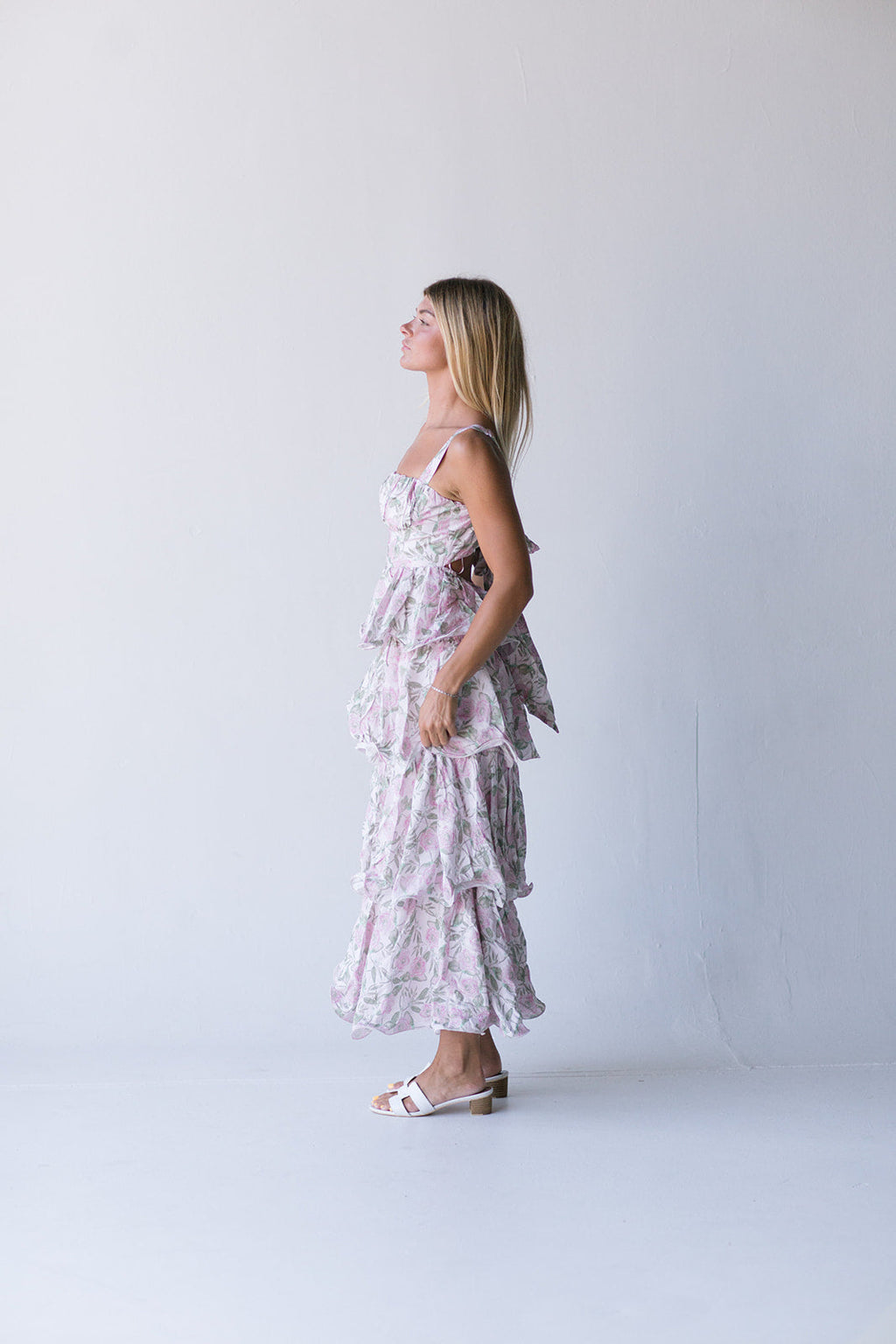 Belle Ruffle Tiered Maxi Dress - Pink