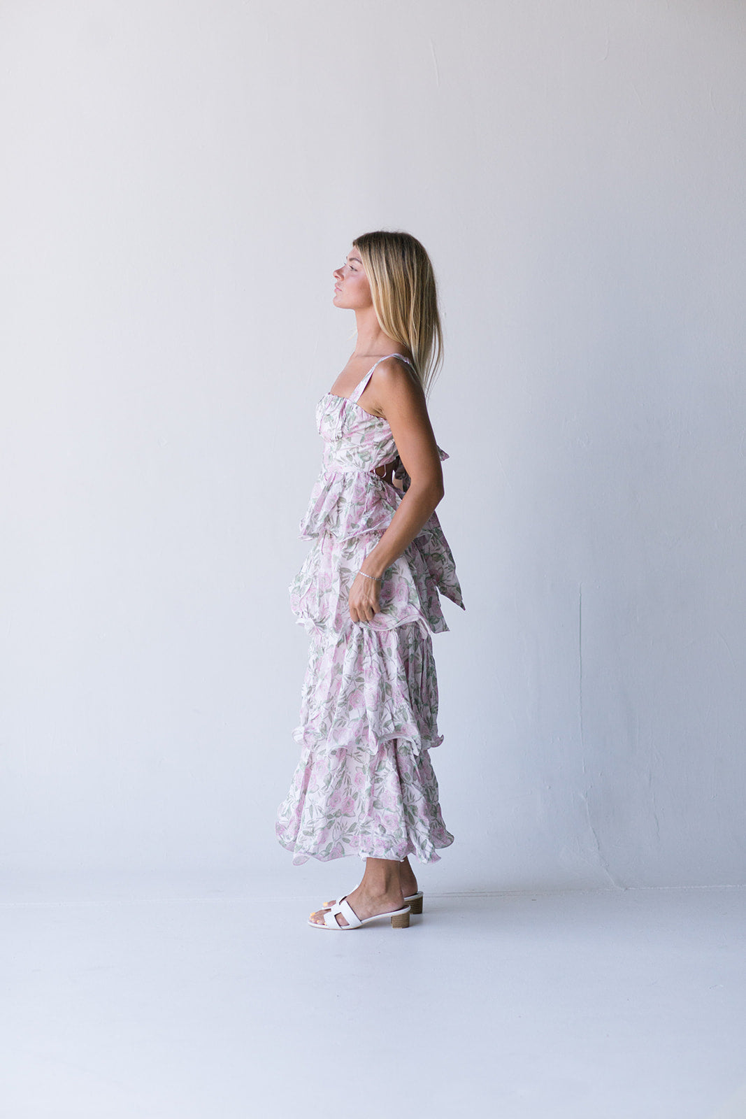Belle Ruffle Tiered Maxi Dress - Pink