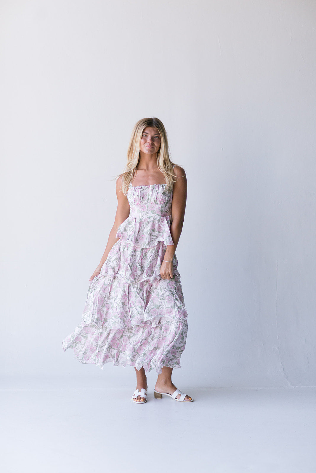 Belle Ruffle Tiered Maxi Dress - Pink
