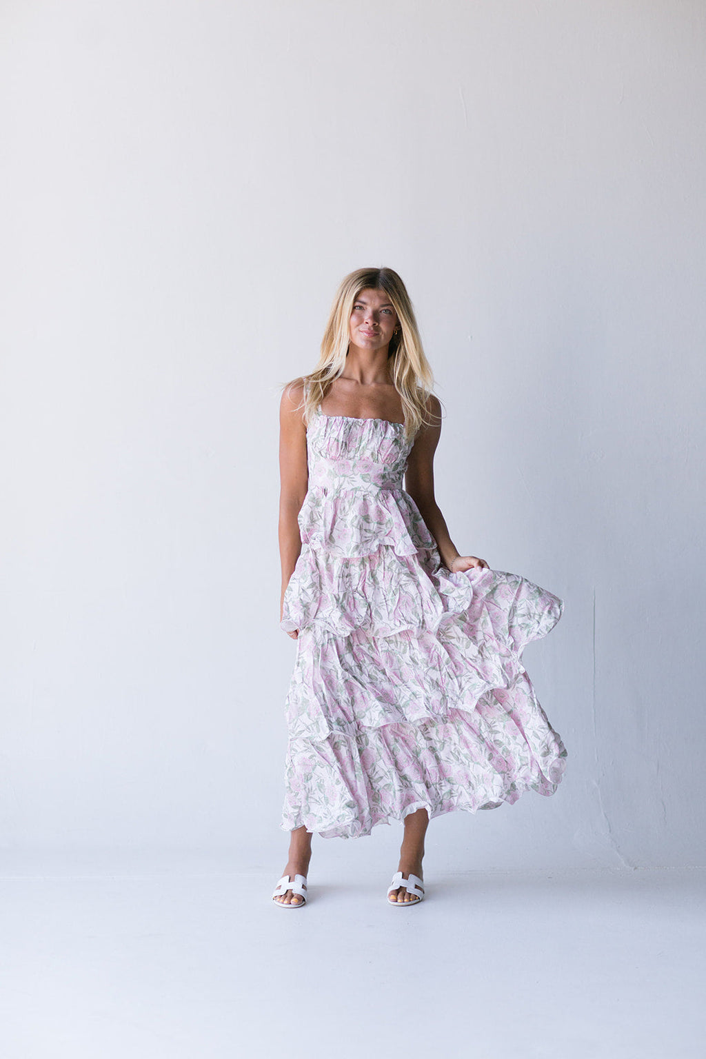 Belle Ruffle Tiered Maxi Dress - Pink