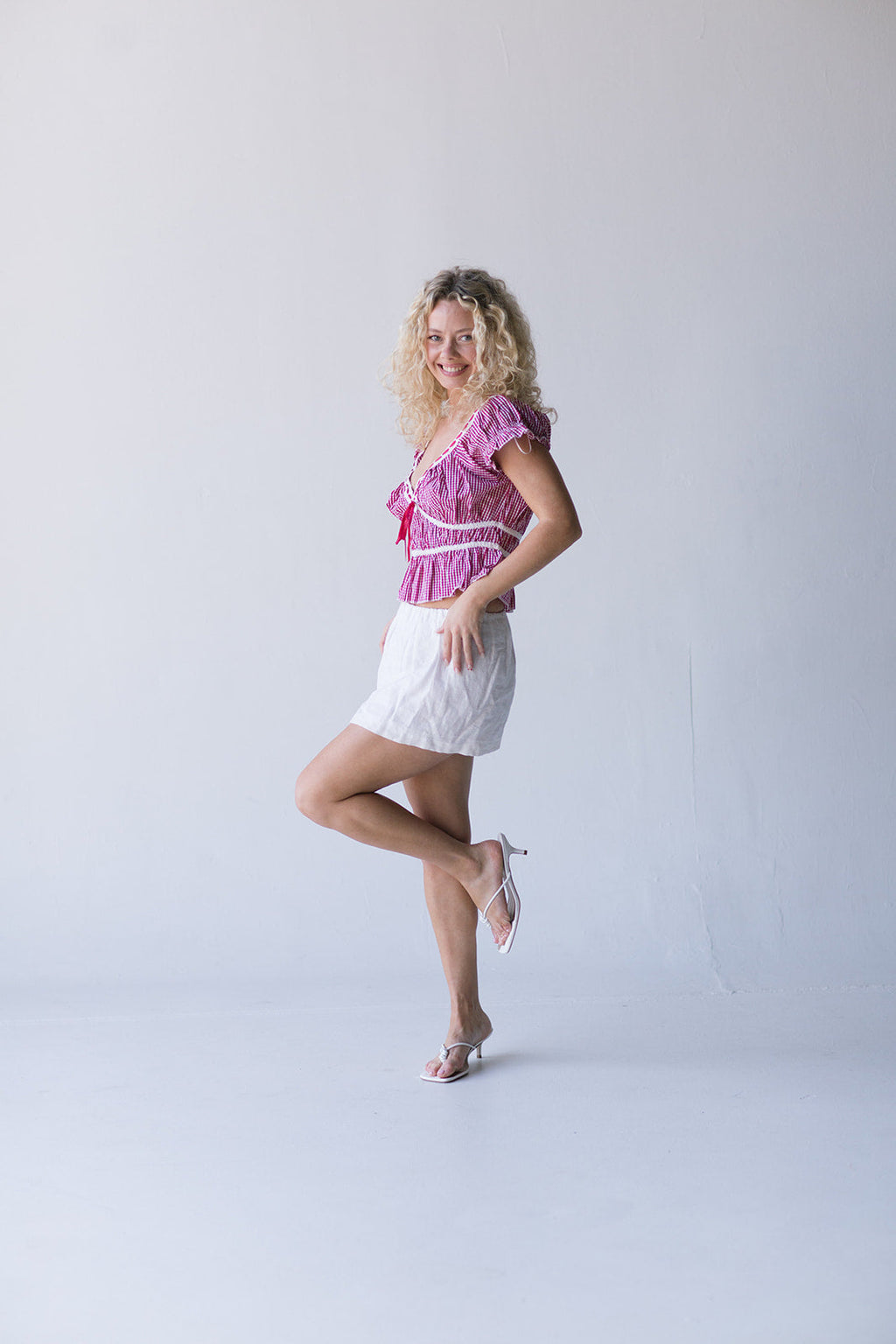 Jameson Top Lace Trim - Red/White Gingham