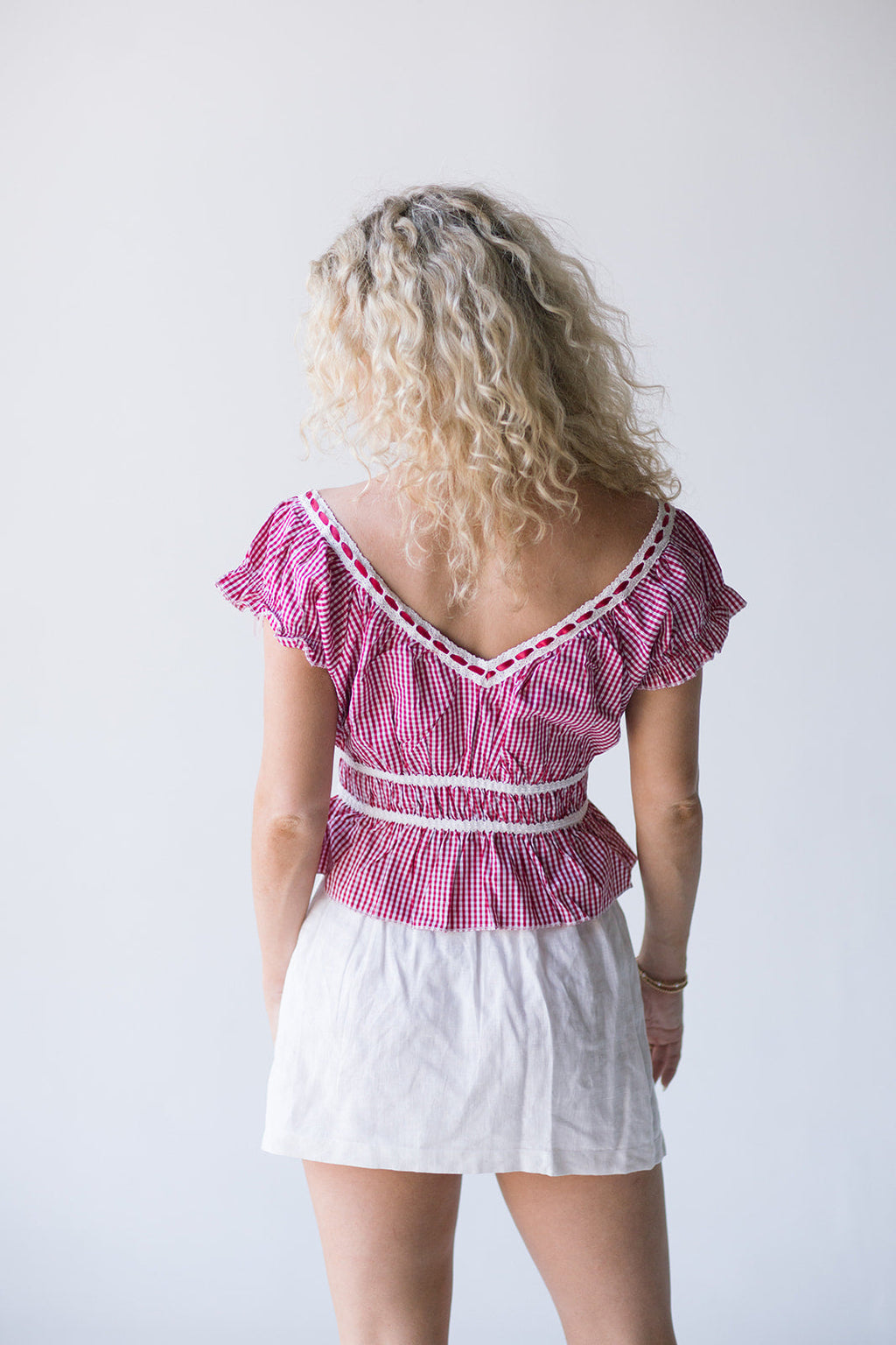 Jameson Top Lace Trim - Red/White Gingham