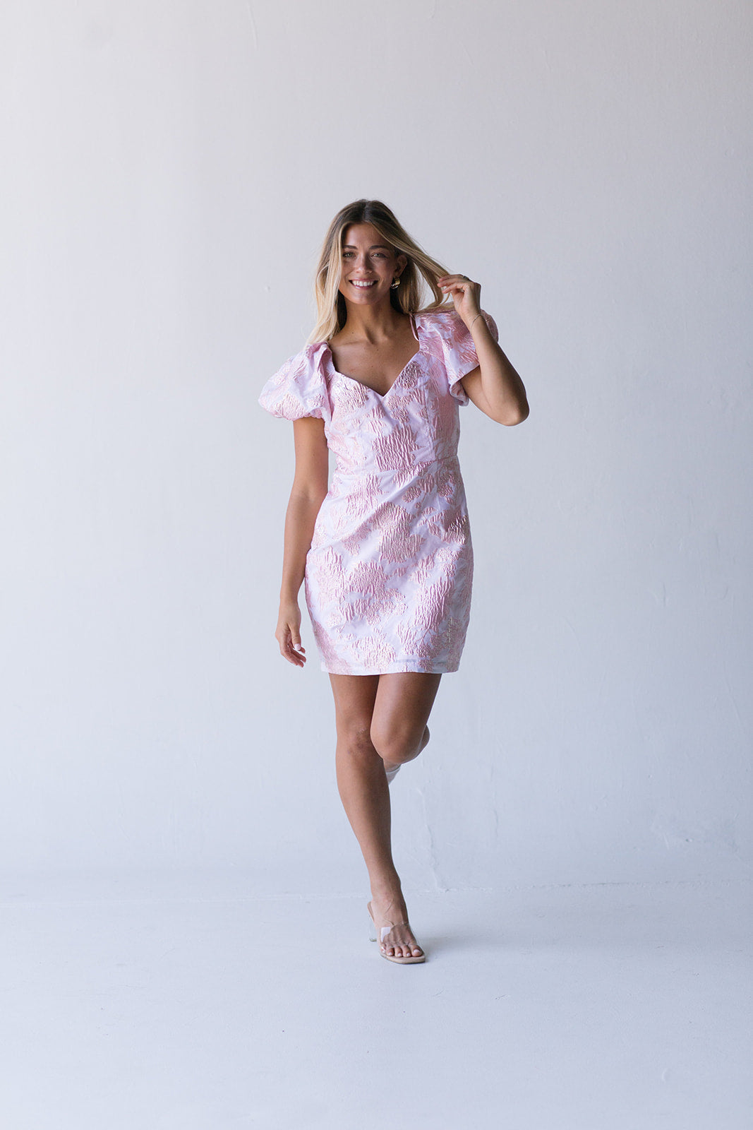 Harlem Jacquard Mini Dress - Dusty Pink