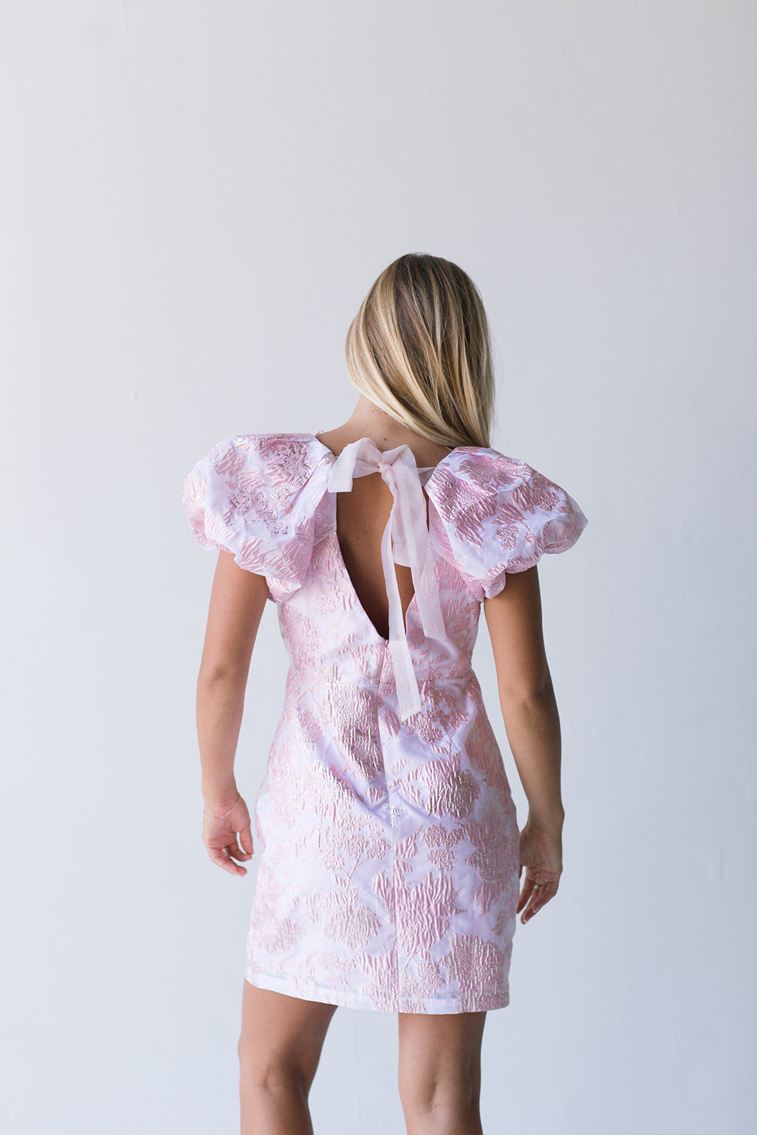 Harlem Jacquard Mini Dress - Dusty Pink