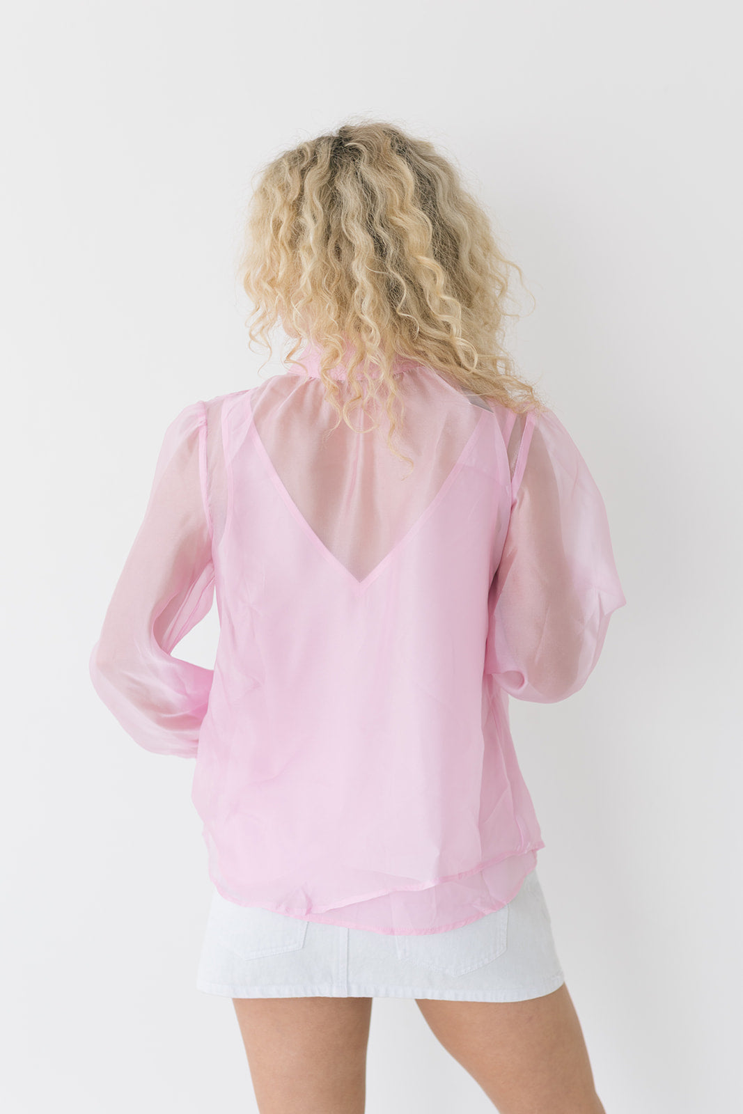 Amelia Pastel Bow Tie Blouse - Pink