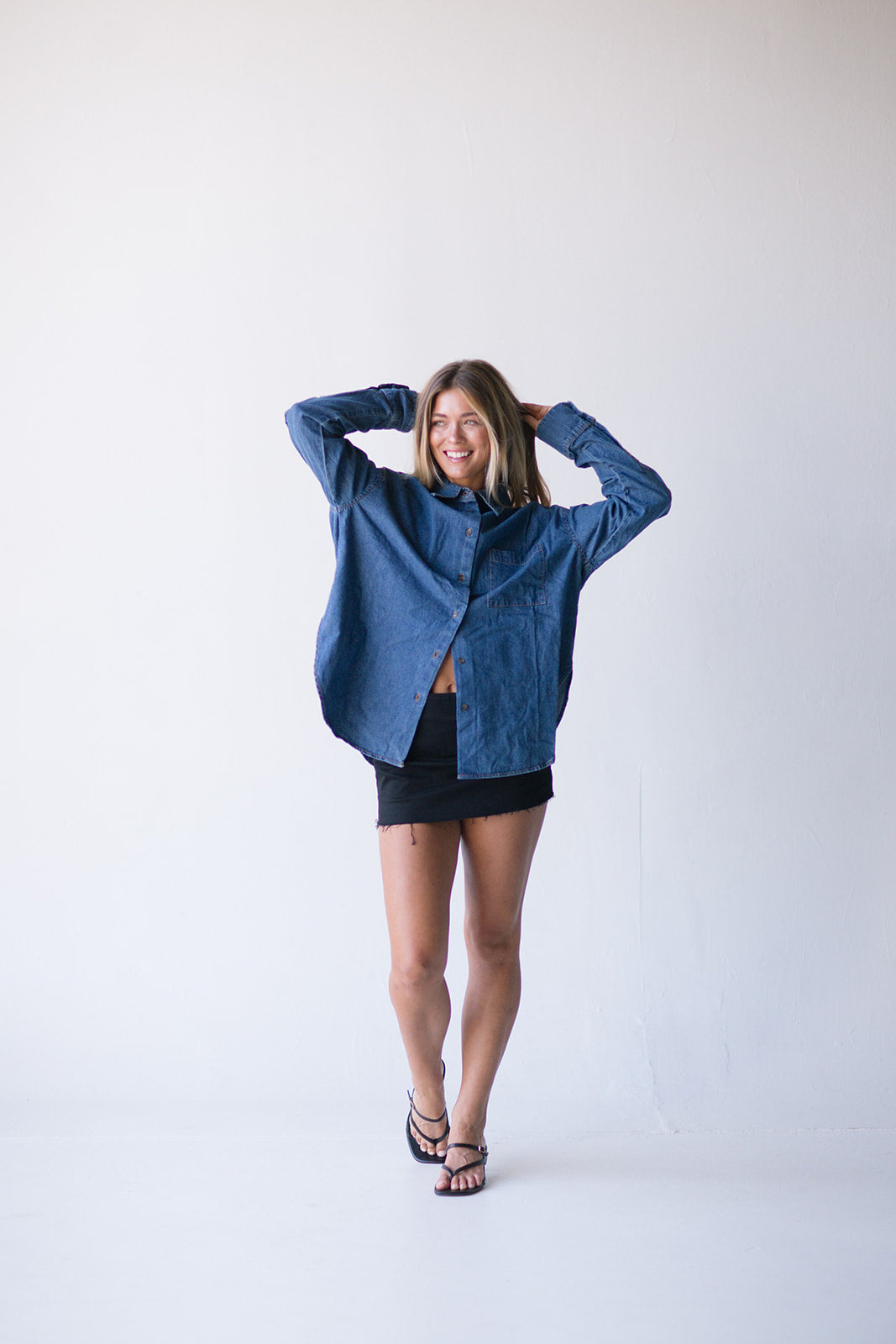 Iris Denim Long Sleeve Top - Denim