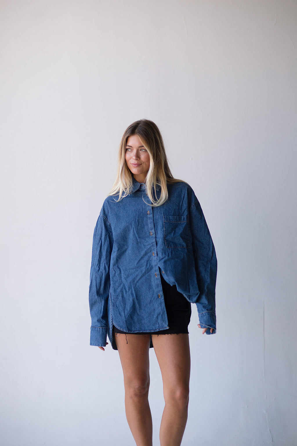 Iris Denim Long Sleeve Top - Denim