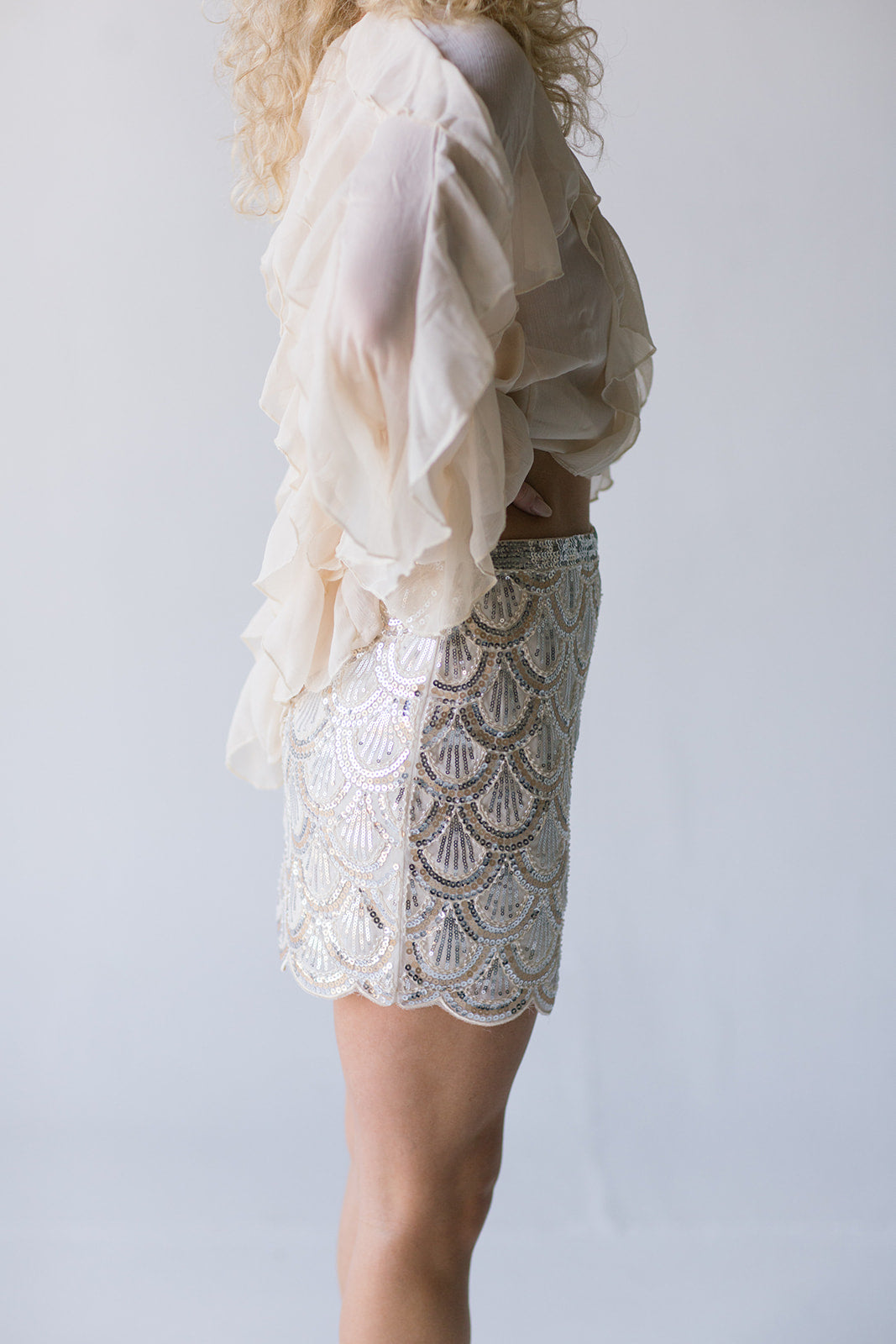 Mallory Sequin Mini Skirt - Silver